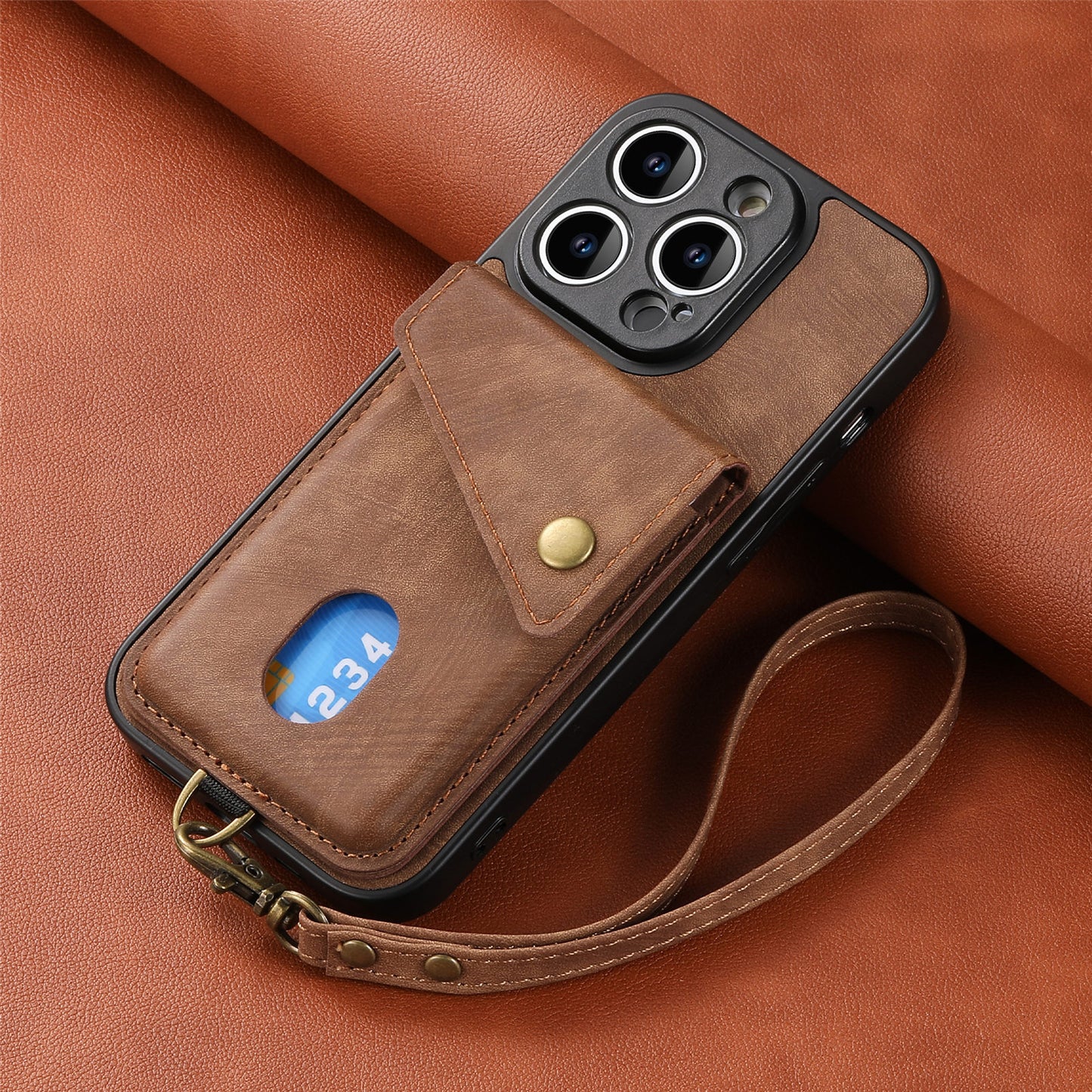 Solid Color Skin-feel Leather Phone Case for  iPhone