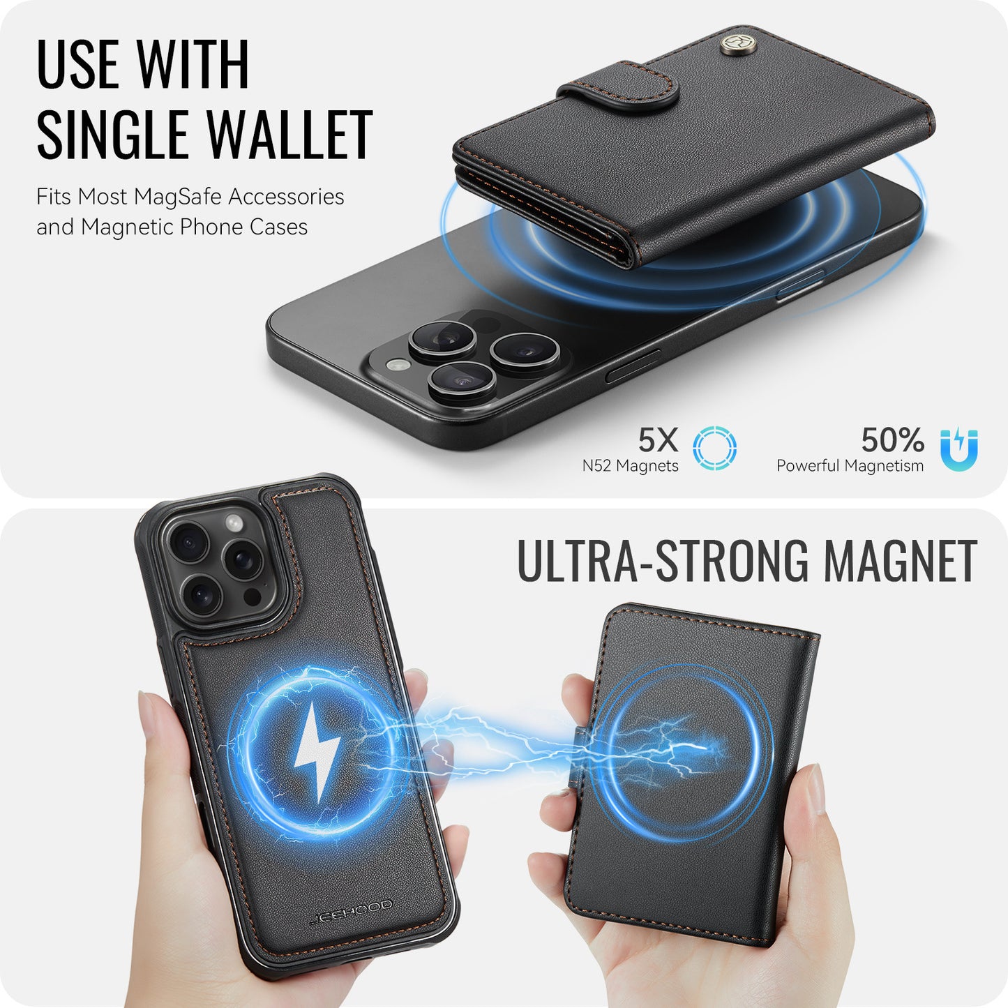 Detachable Magsafe Card Holder Phone Case for iPhone