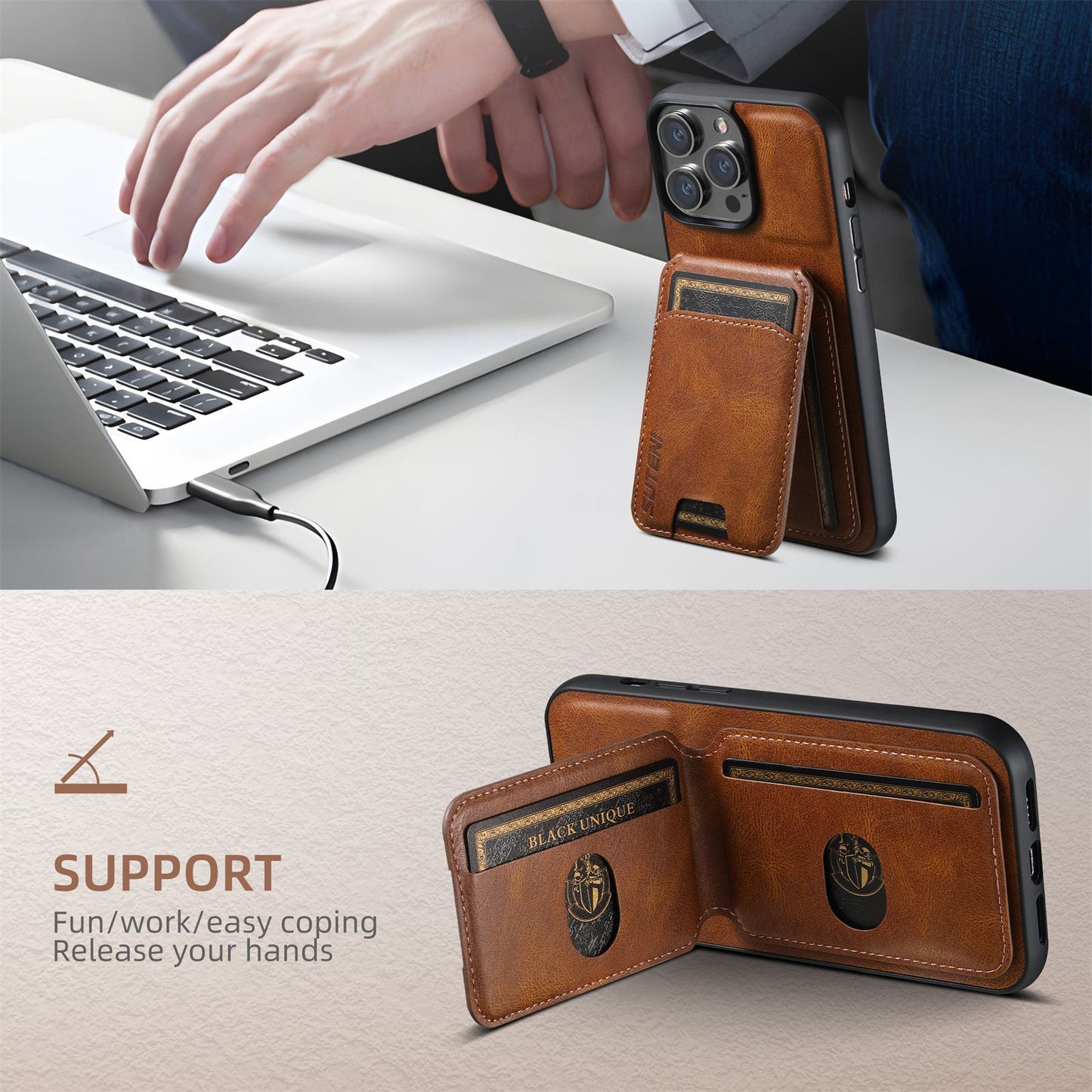 Retro Card Holder Phone Case for iPhone