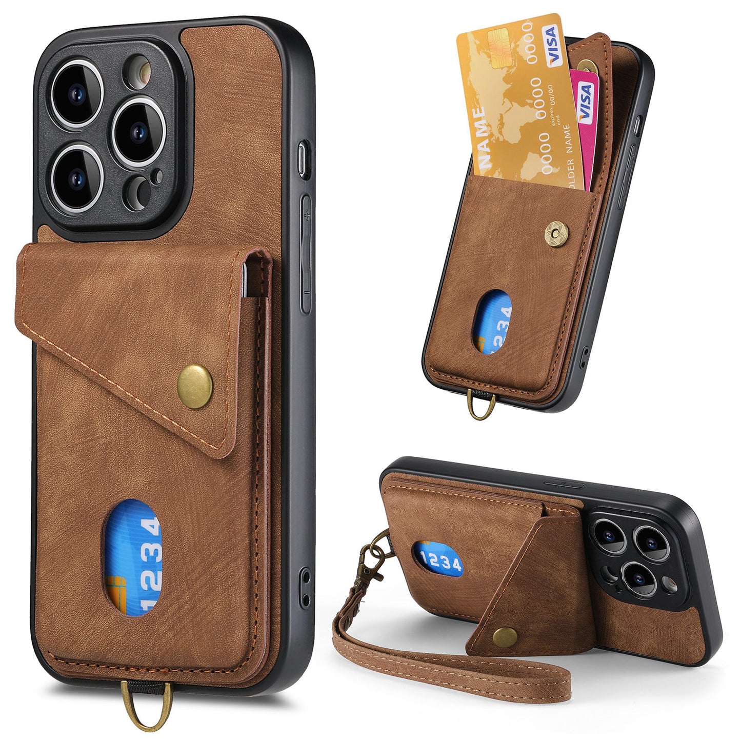 Solid Color Skin-feel Leather Phone Case for  iPhone