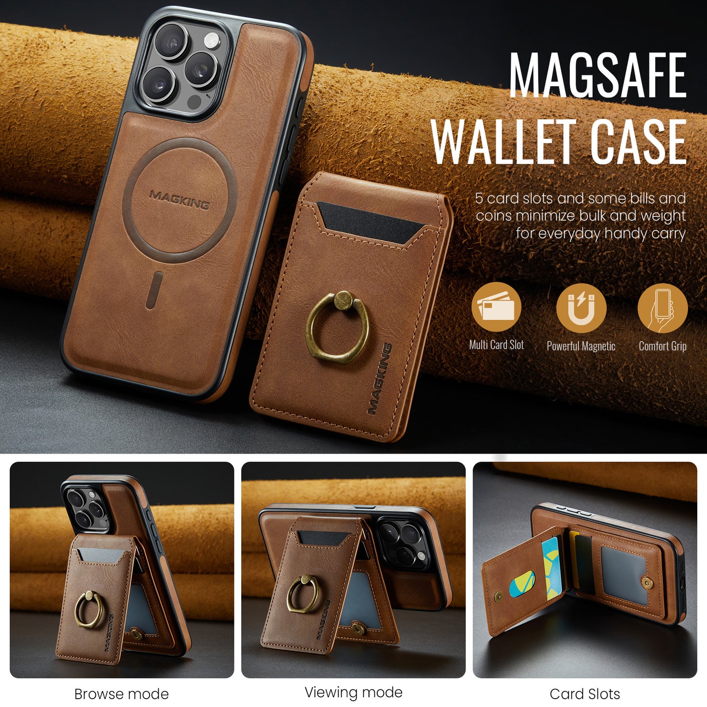 RFID Leather Magsafe Wallet Phone Case for iPhone