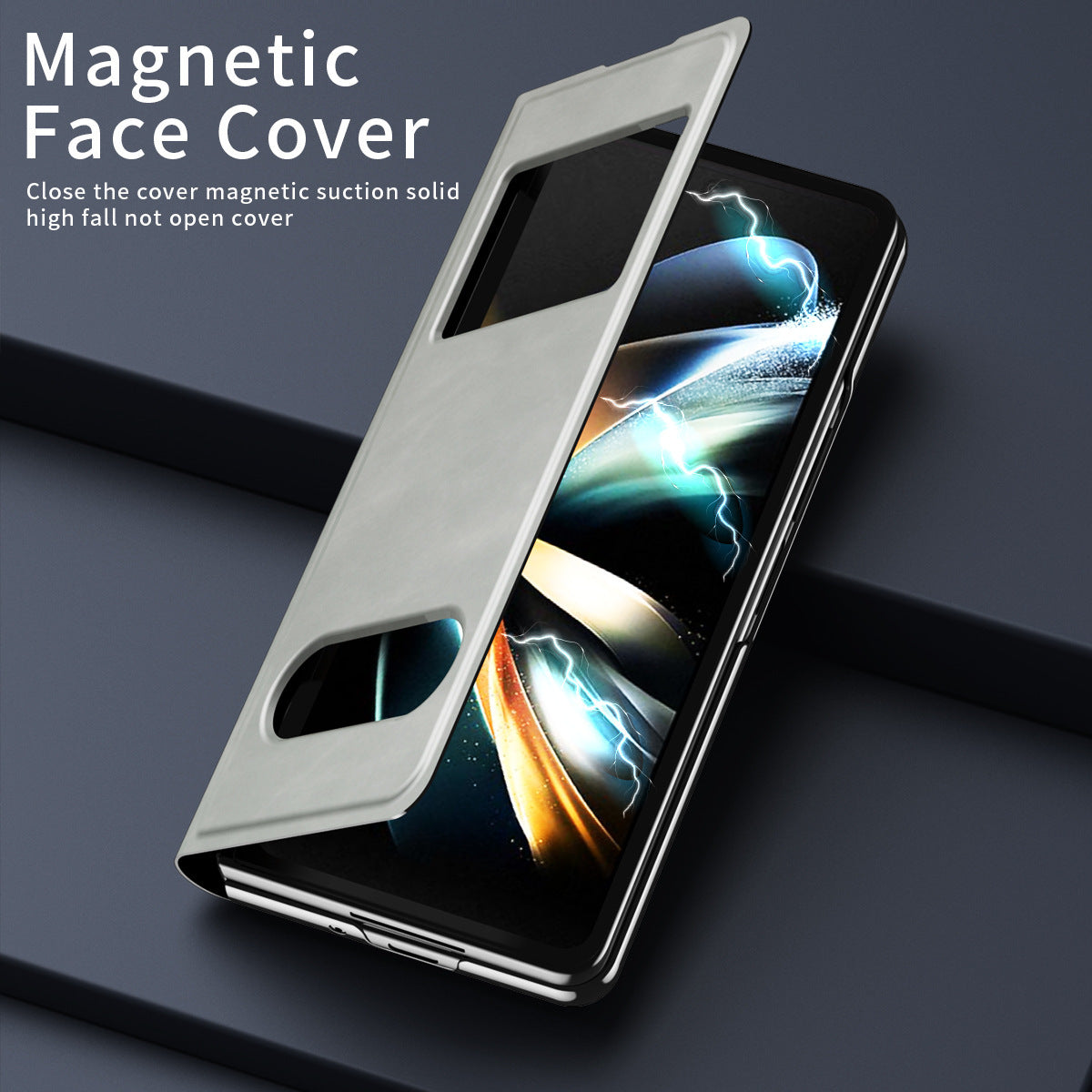 Luxury Slide View Window Flip Case with Magnetic Closure and Bracket Shell