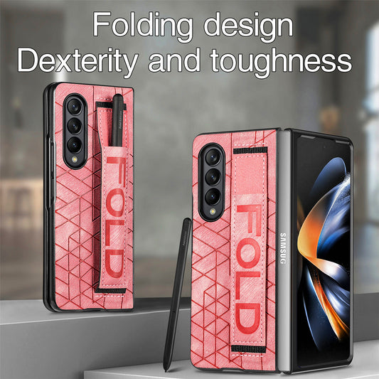 Stretch Wrist Strap Case with Stylus Holder for Galaxy Z Fold