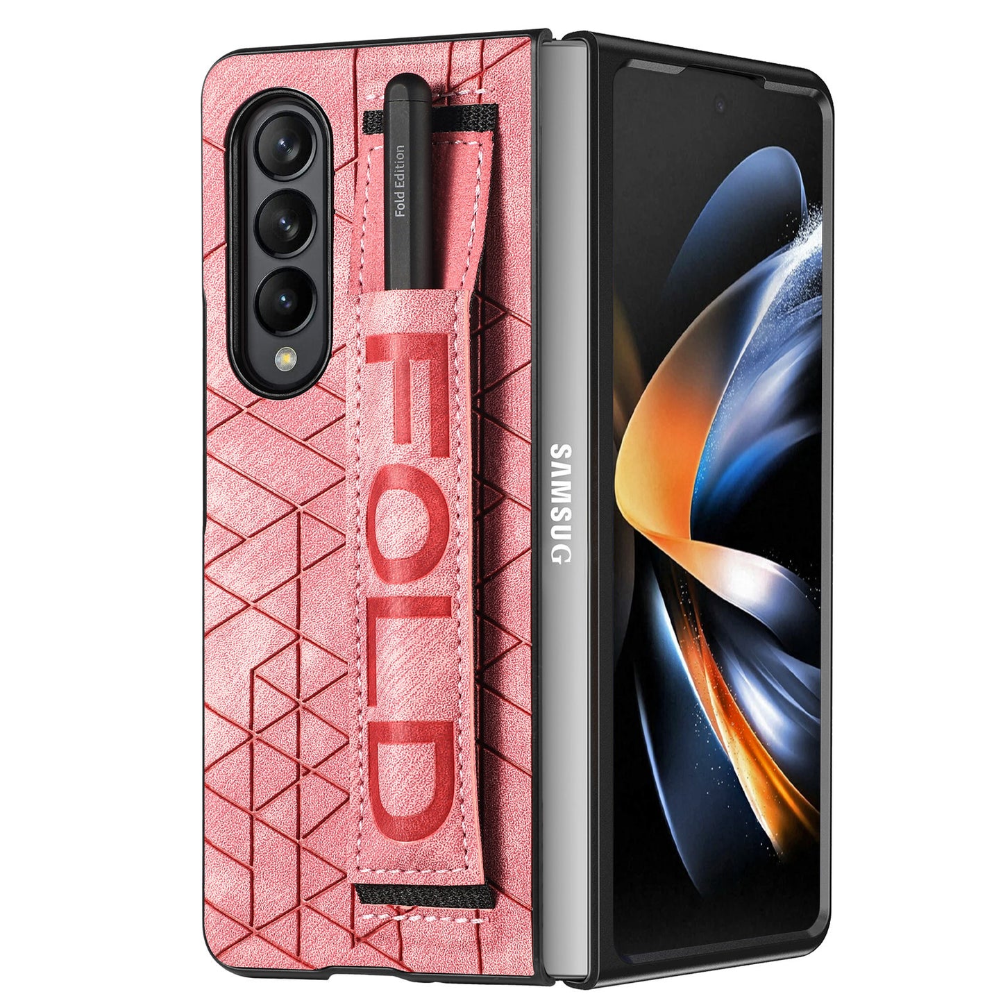 Stretch Wrist Strap Case with Stylus Holder for Galaxy Z Fold