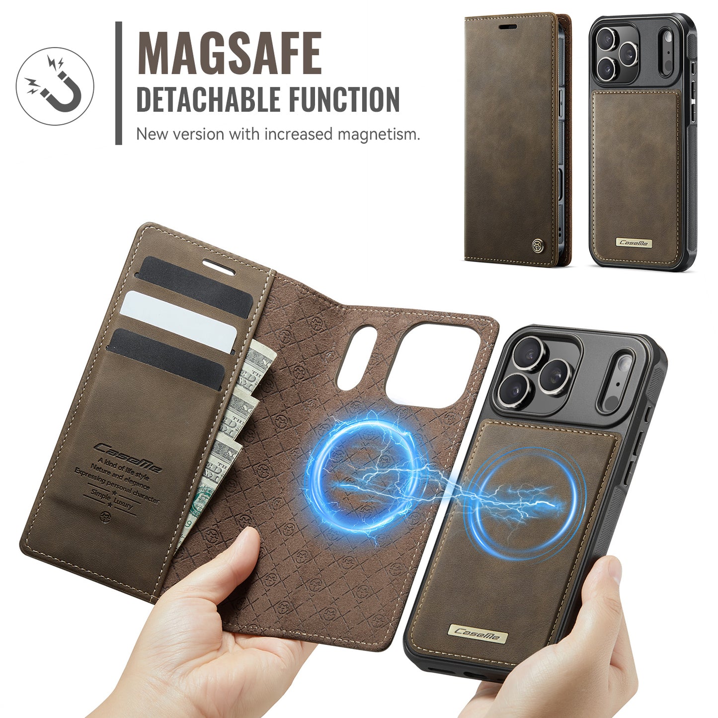 MagSafe 3-Slot Wallet Case for iPhone with RFID Shielding & Wireless Charging