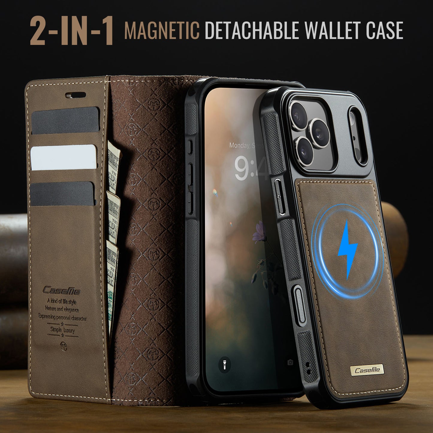 MagSafe 3-Slot Wallet Case for iPhone with RFID Shielding & Wireless Charging