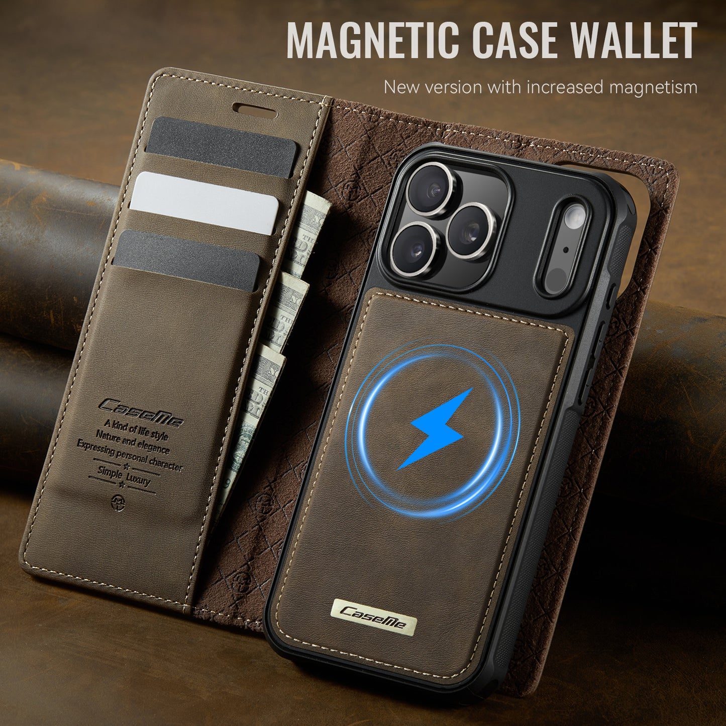 MagSafe 3-Slot Wallet Case for iPhone with RFID Shielding & Wireless Charging