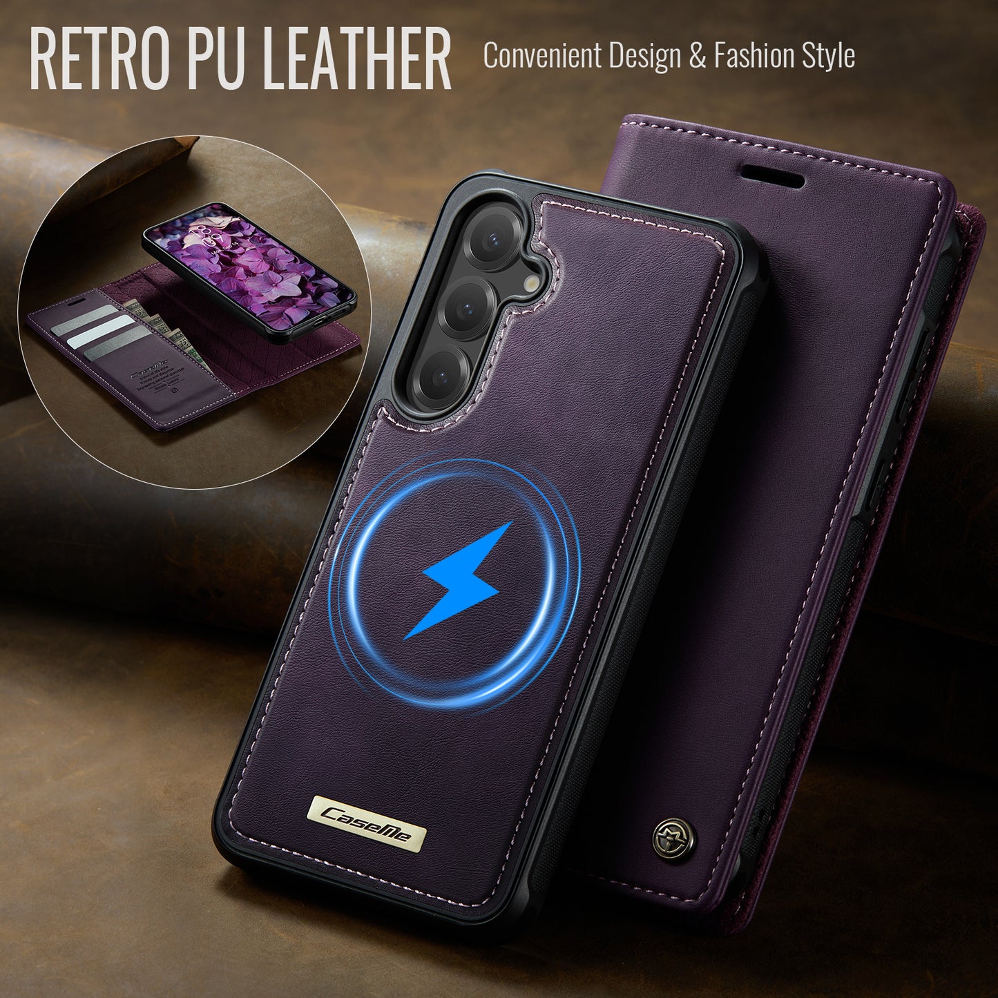 MagSafe 3-Slot Wallet Case for Samsung with RFID Shielding & Wireless Charging