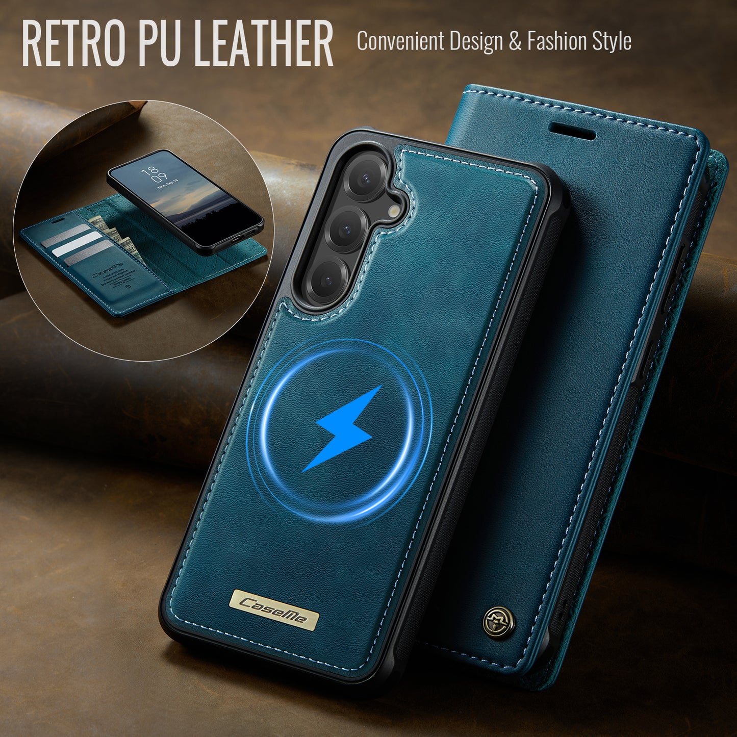 MagSafe 3-Slot Wallet Case for Samsung with RFID Shielding & Wireless Charging