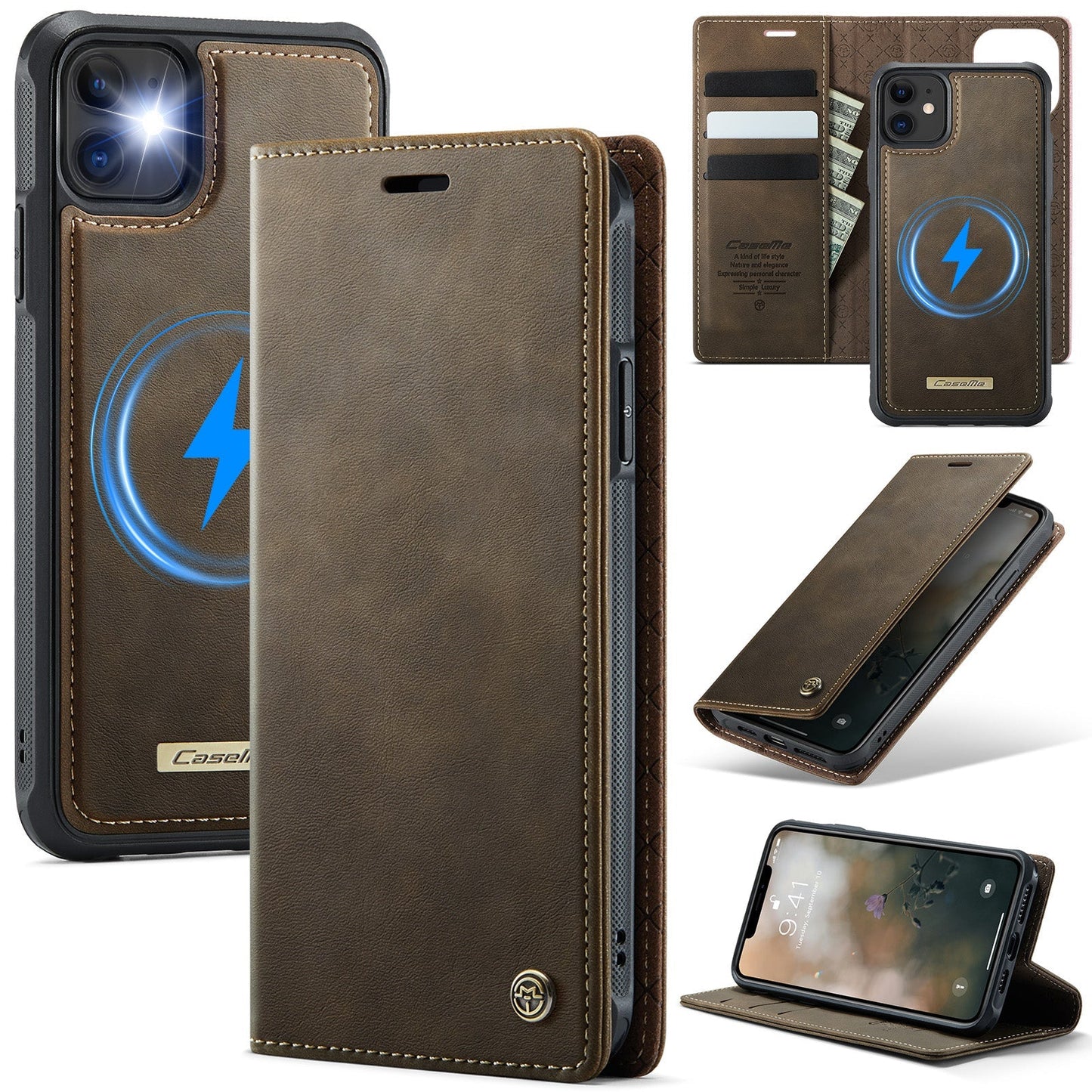 Retro Leather 2-in-1 MagSafe RFID Wallet Phone Case for iPhone 12