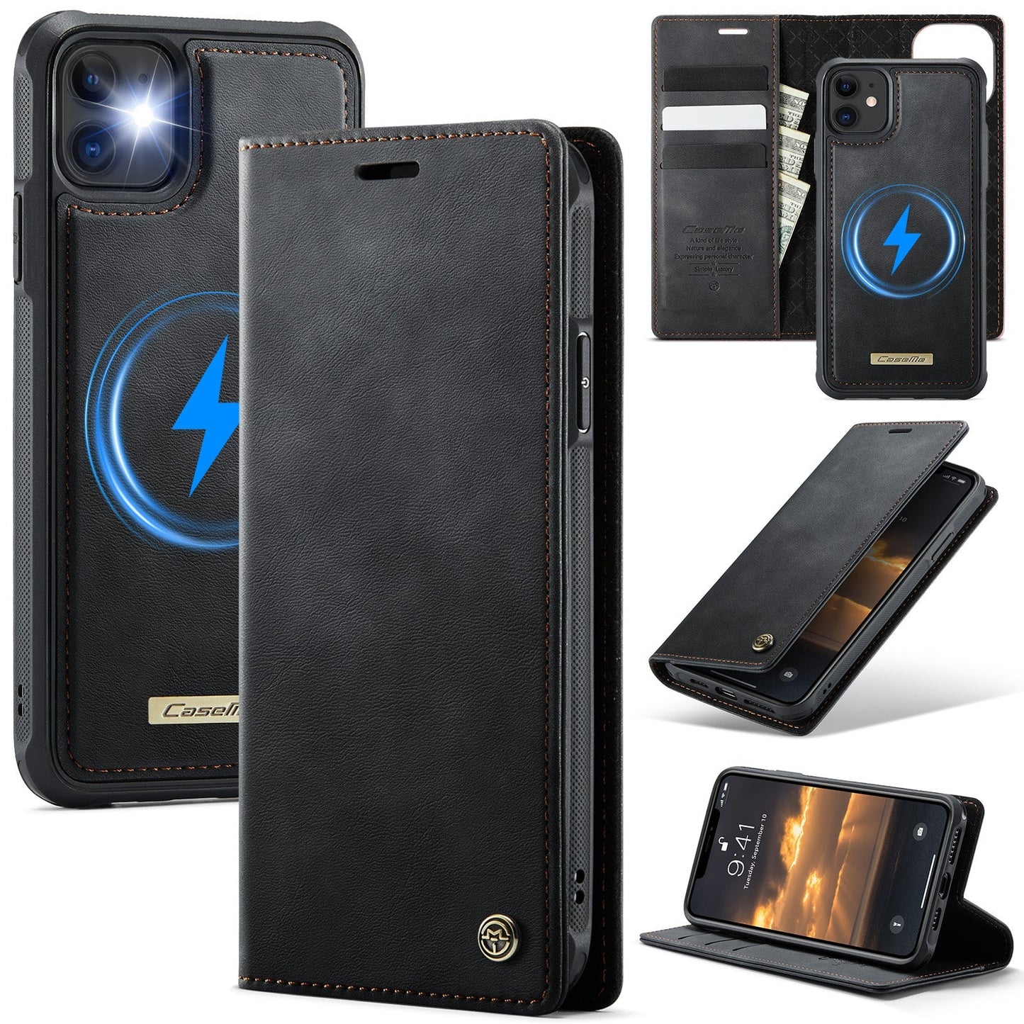 Retro Leather 2-in-1 MagSafe RFID Wallet Phone Case for iPhone 11