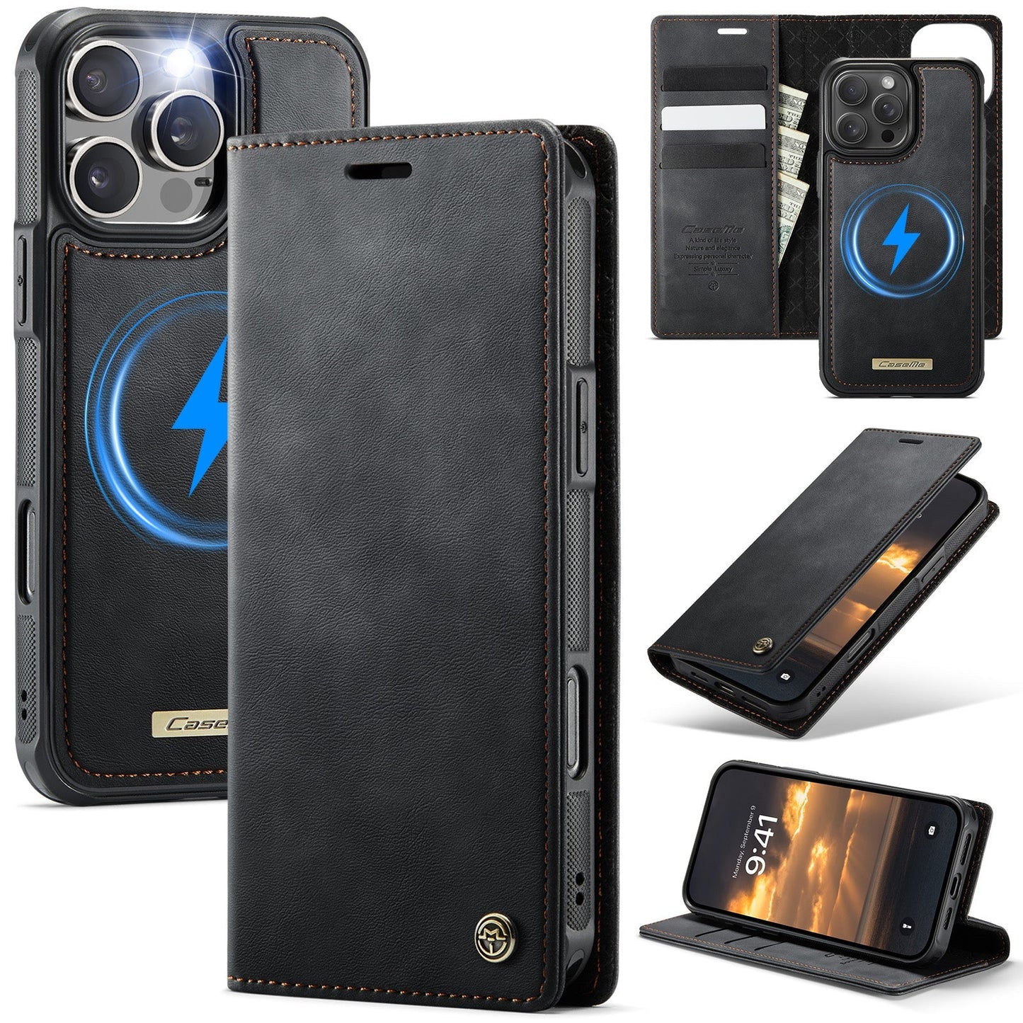 Retro Leather 2-in-1 MagSafe RFID Wallet Phone Case for iPhone 15 Pro Max