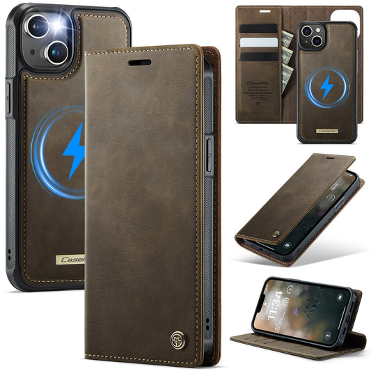 Retro Leather 2-in-1 MagSafe RFID Wallet Phone Case for iPhone 15 Plus