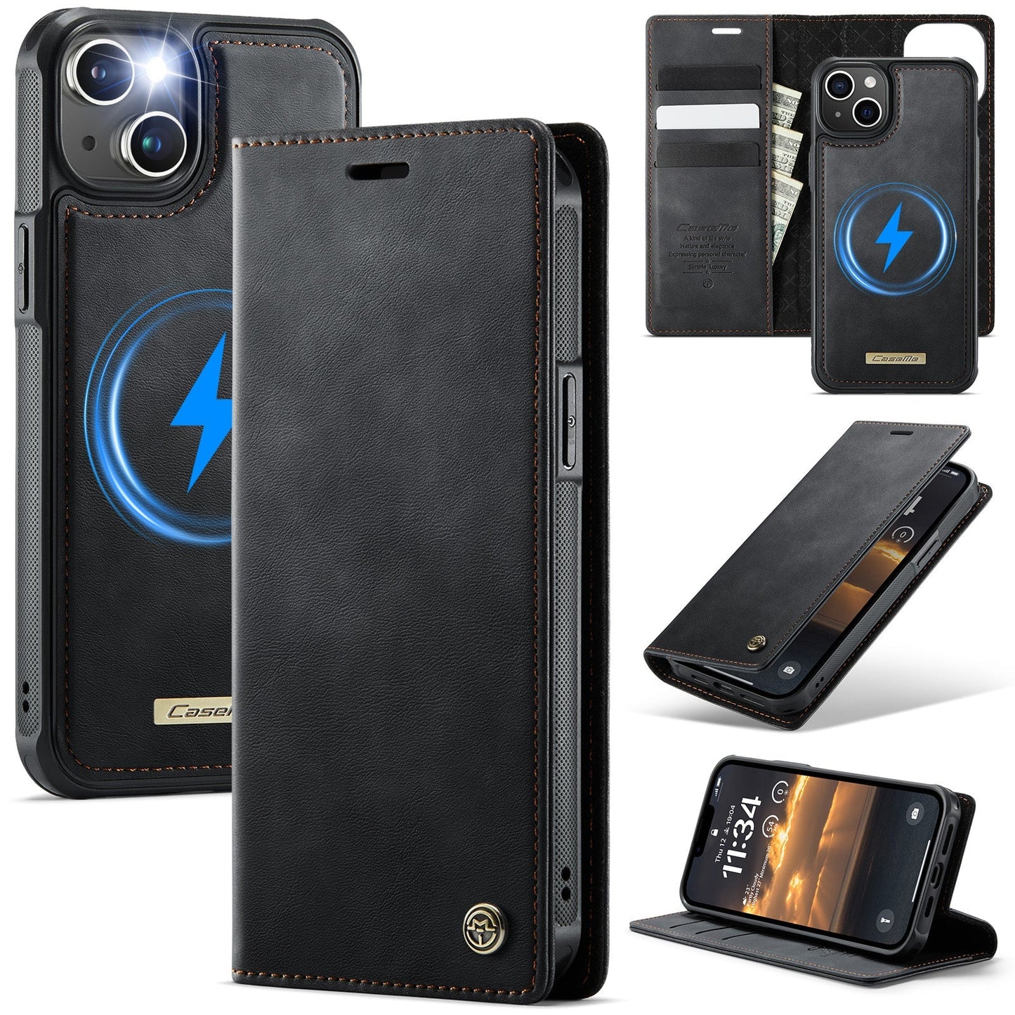 Retro Leather 2-in-1 MagSafe RFID Wallet Phone Case for iPhone 13