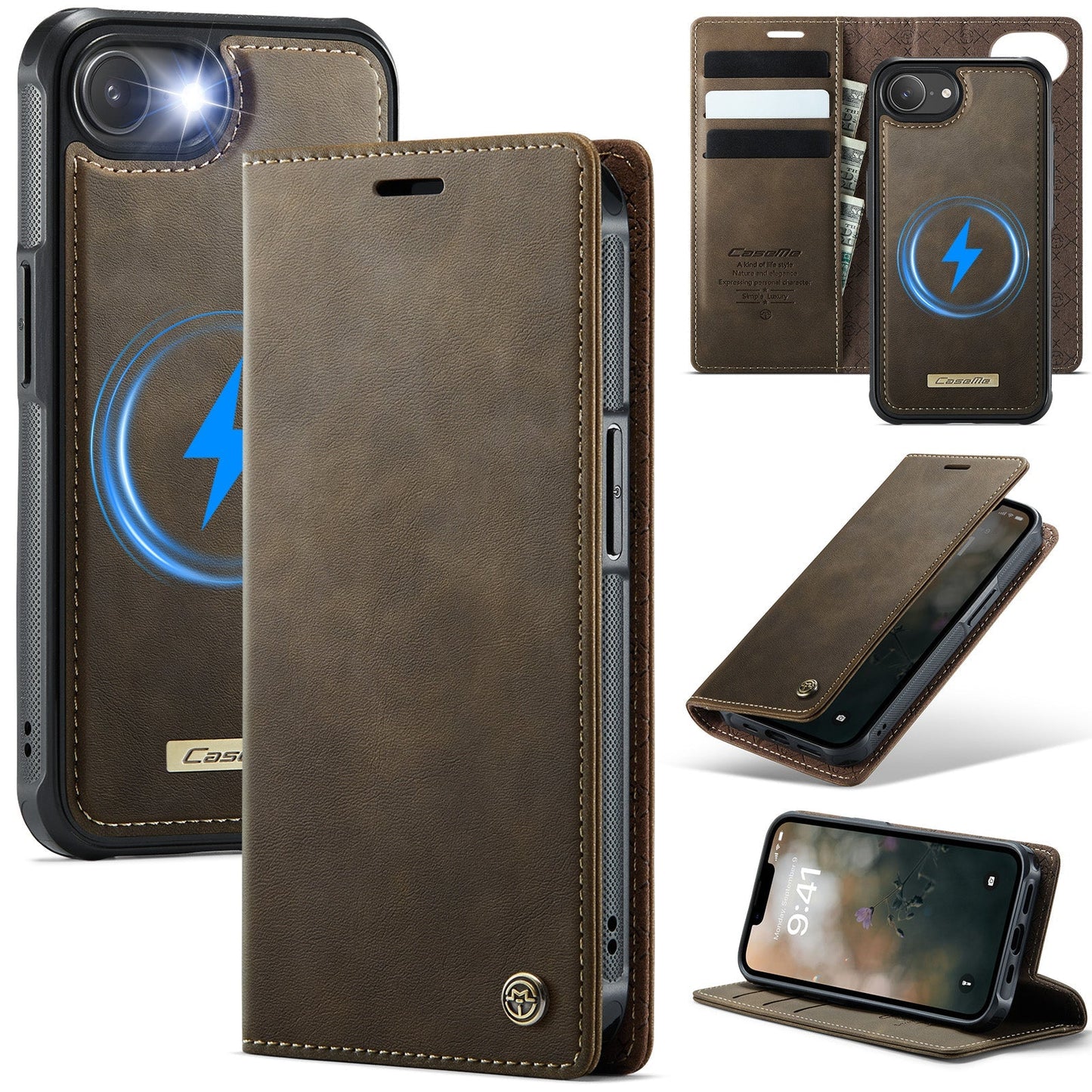 Retro Leather 2-in-1 MagSafe RFID Wallet Phone Case for iPhone 16e