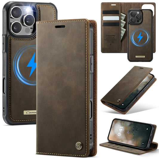 Retro Leather 2-in-1 MagSafe RFID Wallet Phone Case for iPhone 16 Pro
