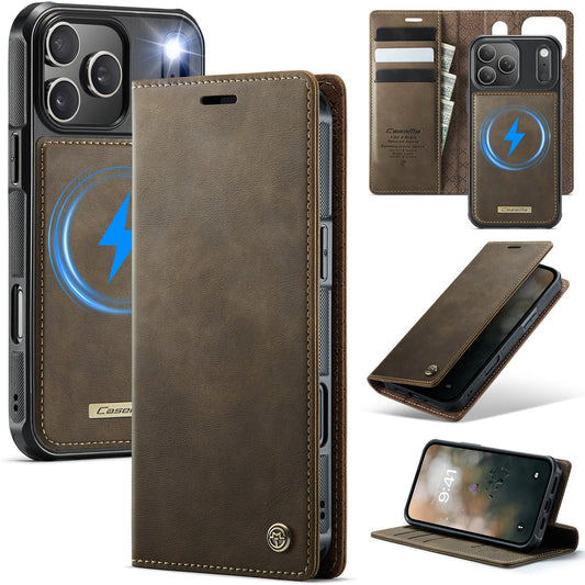 Retro Leather 2-in-1 MagSafe RFID Wallet Phone Case for iPhone 17 Pro