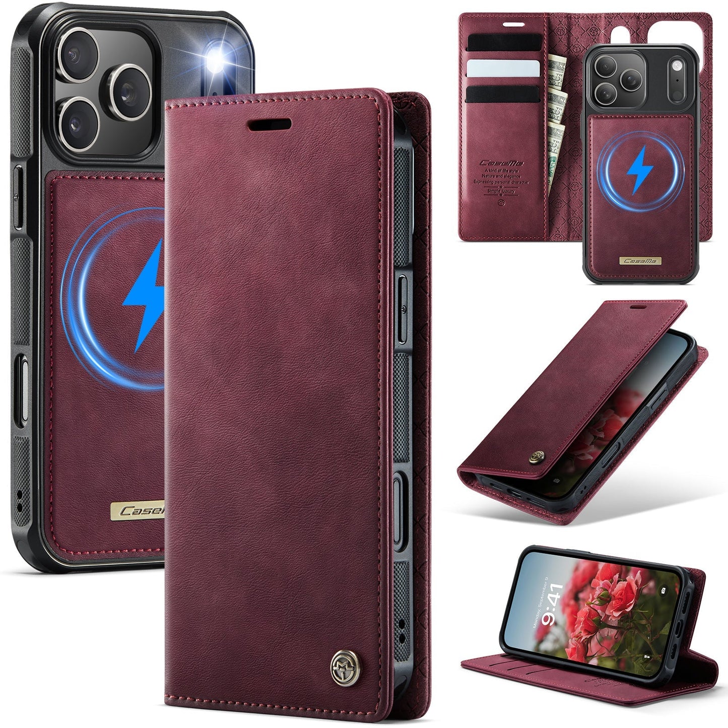 Retro Leather 2-in-1 MagSafe RFID Wallet Phone Case for iPhone 17 Pro Max
