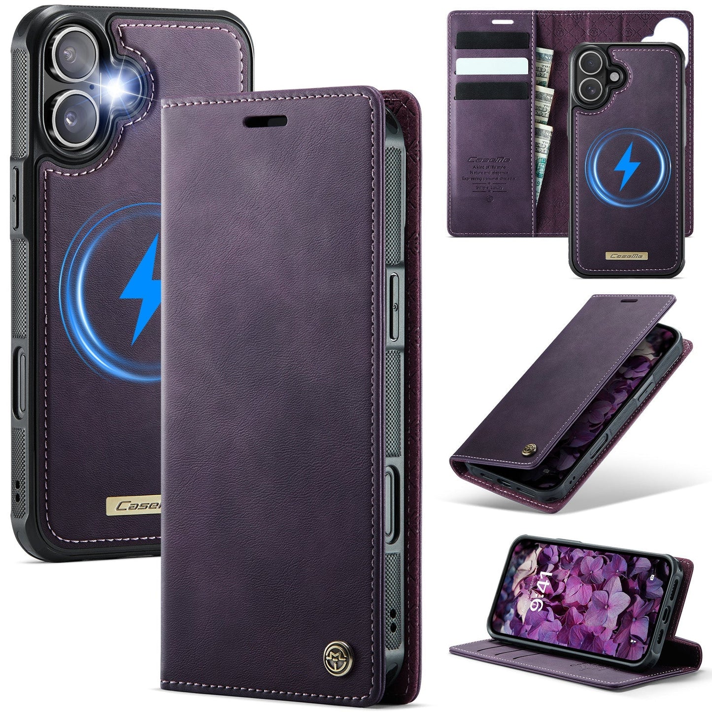 Retro Leather 2-in-1 MagSafe RFID Wallet Phone Case for iPhone 16 Plus