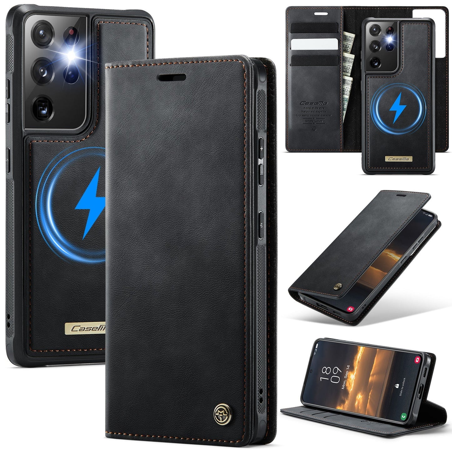 Retro Leather 2-in-1 MagSafe RFID Wallet Phone Case for Samsung Galaxy S21 Ultra