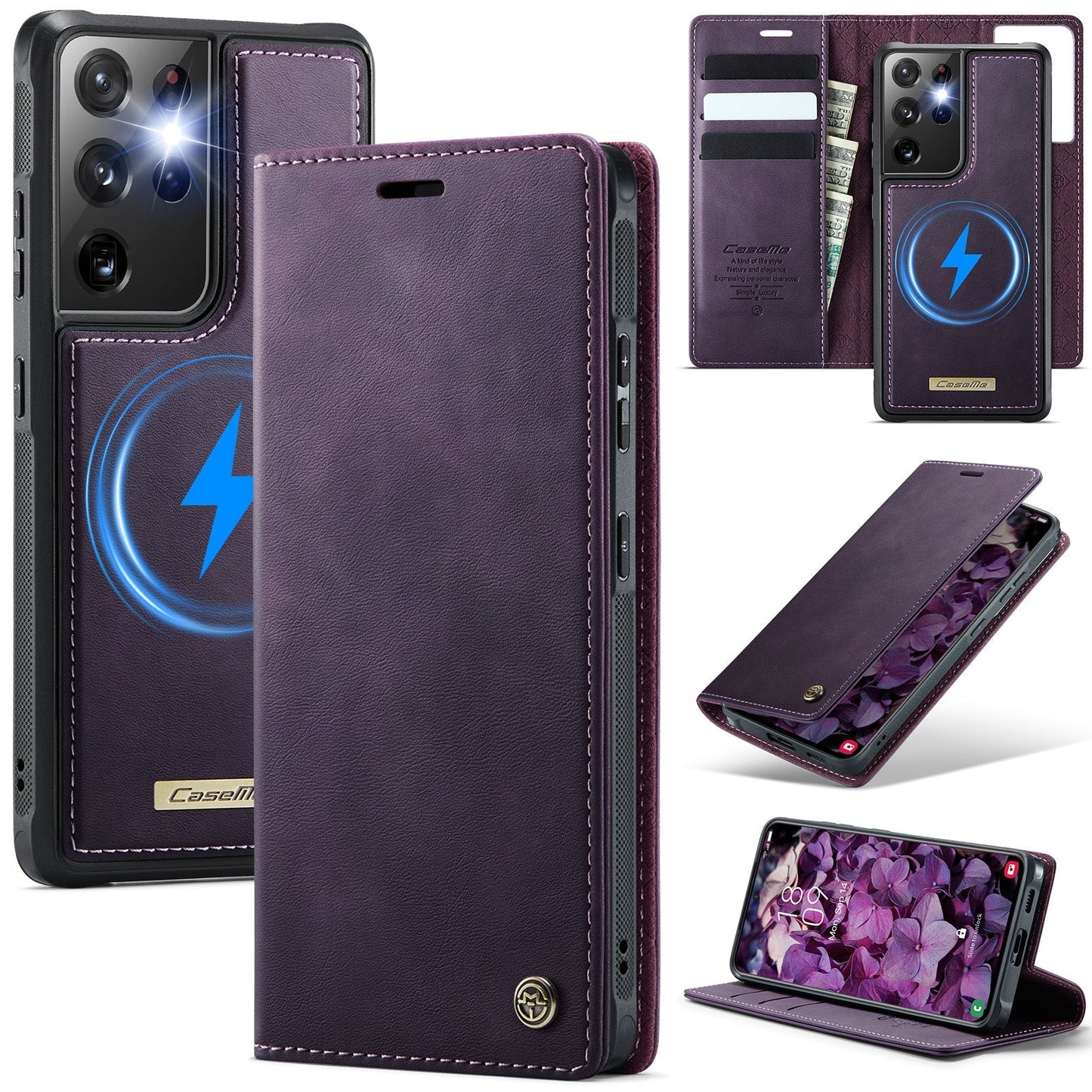 Retro Leather 2-in-1 MagSafe RFID Wallet Phone Case for Samsung Galaxy S21 Ultra