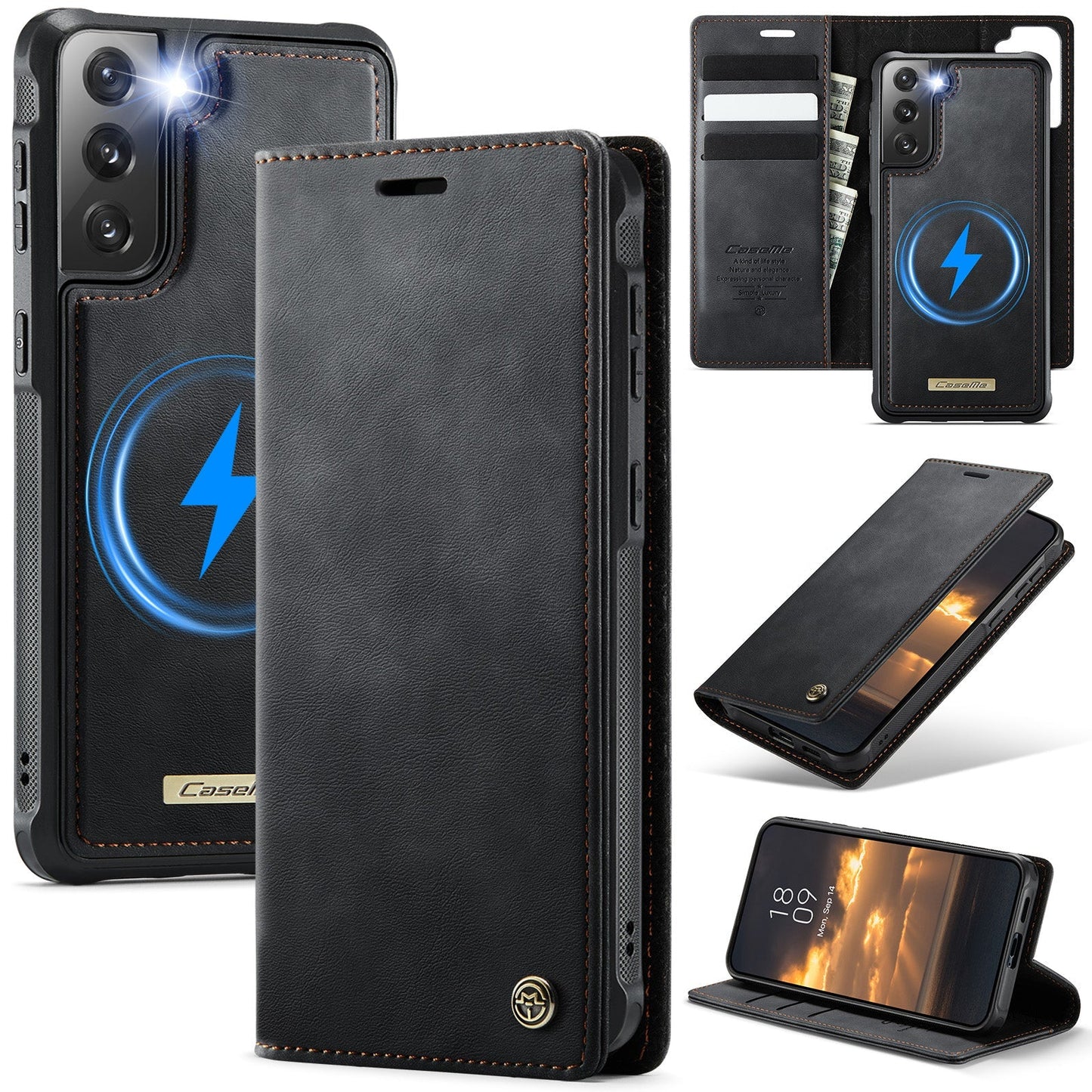 Retro Leather 2-in-1 MagSafe RFID Wallet Phone Case for Samsung Galaxy S21+