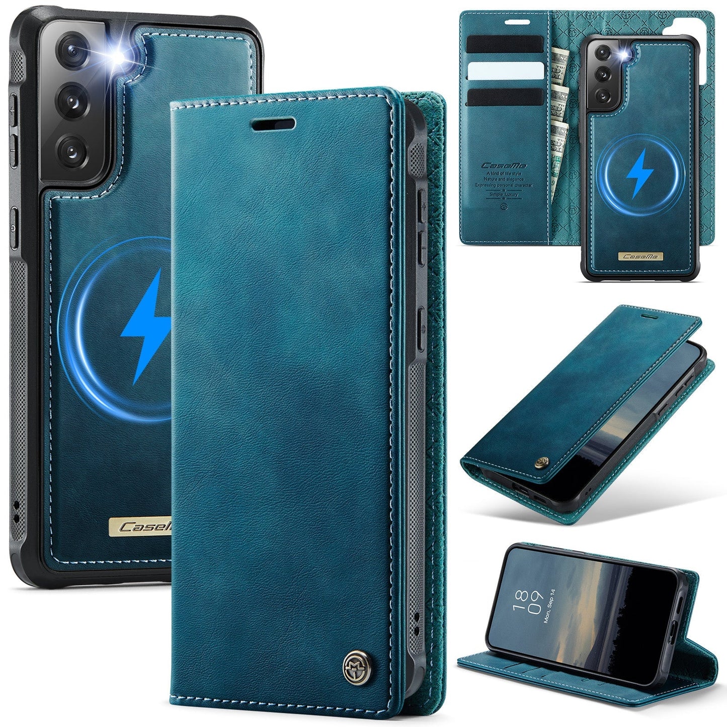 Retro Leather 2-in-1 MagSafe RFID Wallet Phone Case for Samsung Galaxy S21