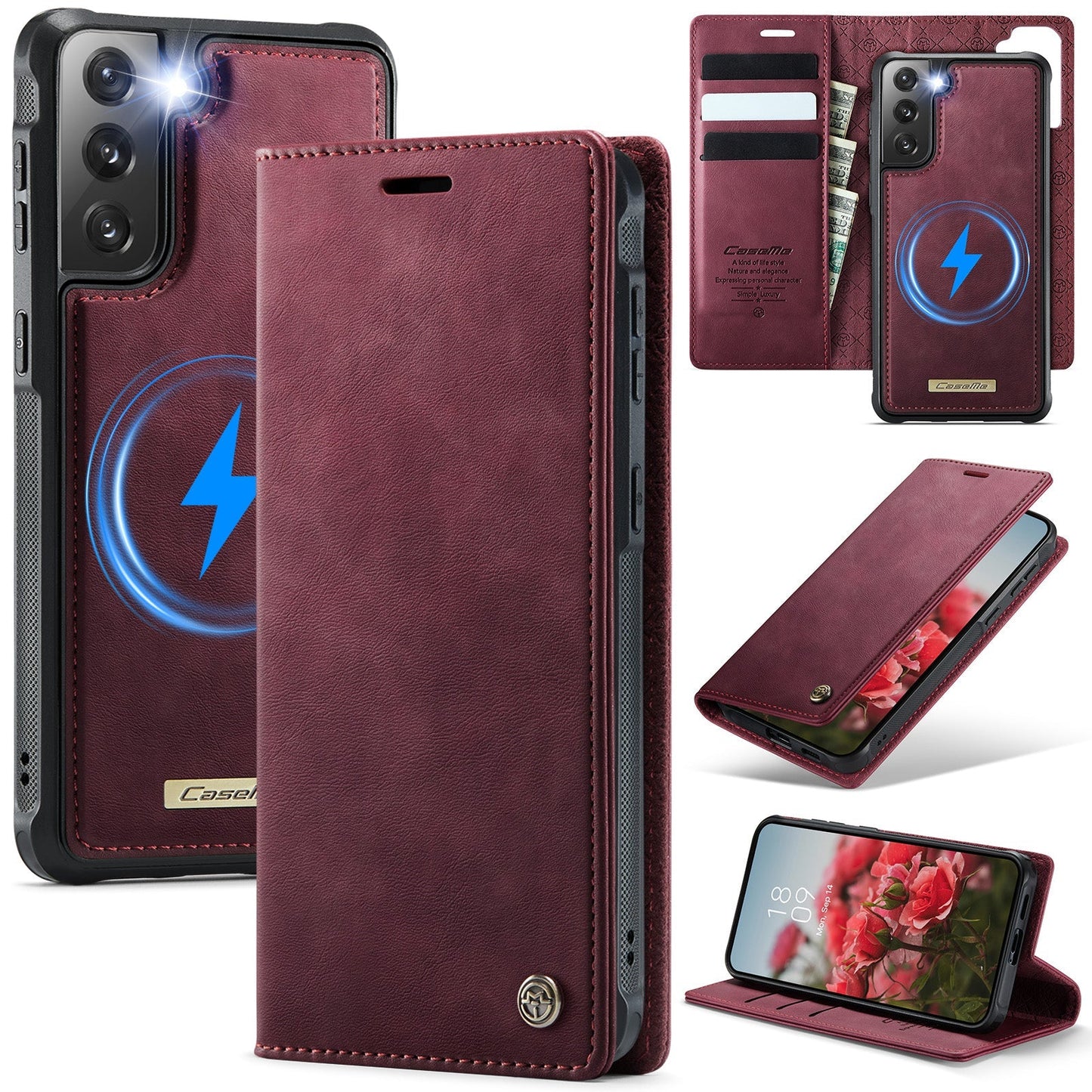 Retro Leather 2-in-1 MagSafe RFID Wallet Phone Case for Samsung Galaxy S22
