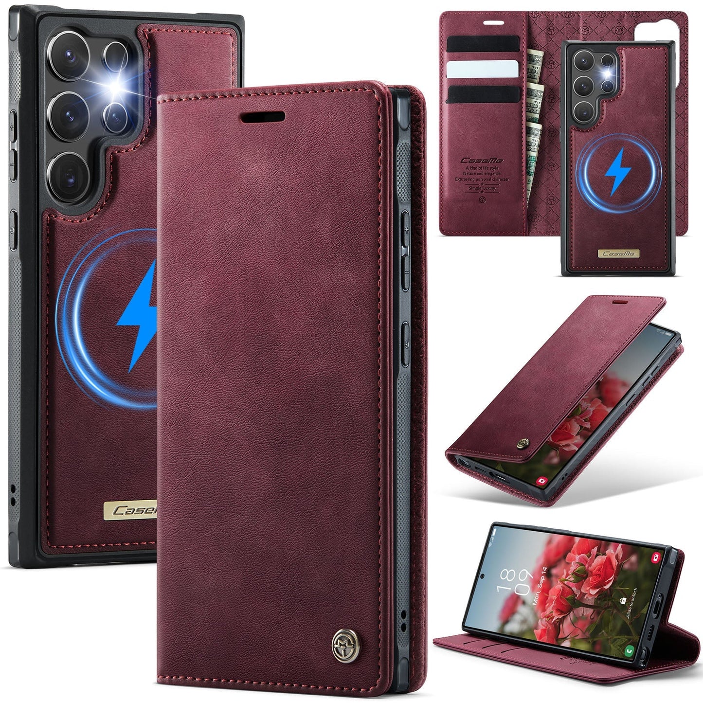 Retro Leather 2-in-1 MagSafe RFID Wallet Phone Case for Samsung Galaxy S22 Ultra