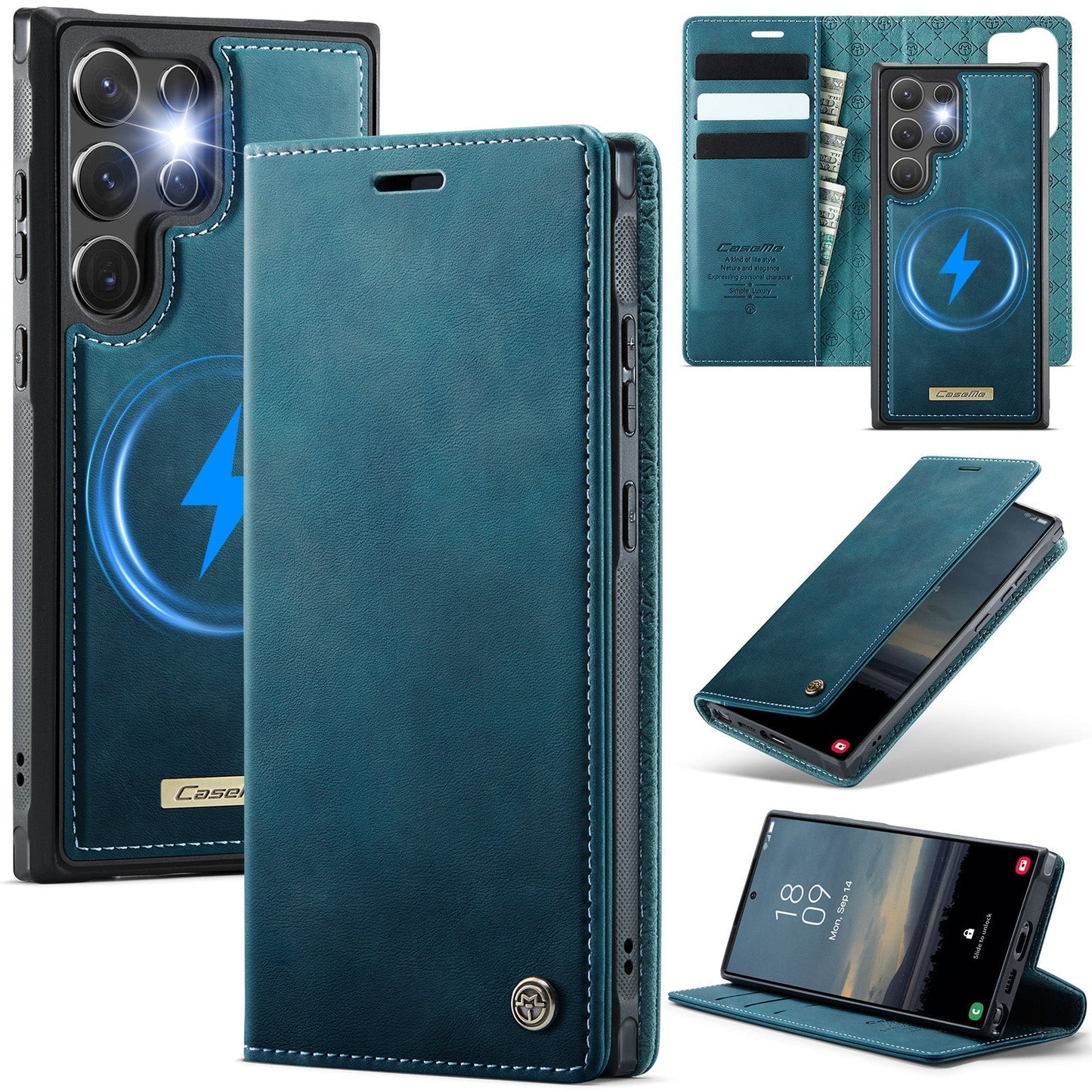 Retro Leather 2-in-1 MagSafe RFID Wallet Phone Case for Samsung Galaxy S24 Ultra