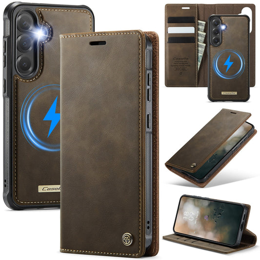Retro Leather 2-in-1 MagSafe RFID Wallet Phone Case for Samsung Galaxy S25+