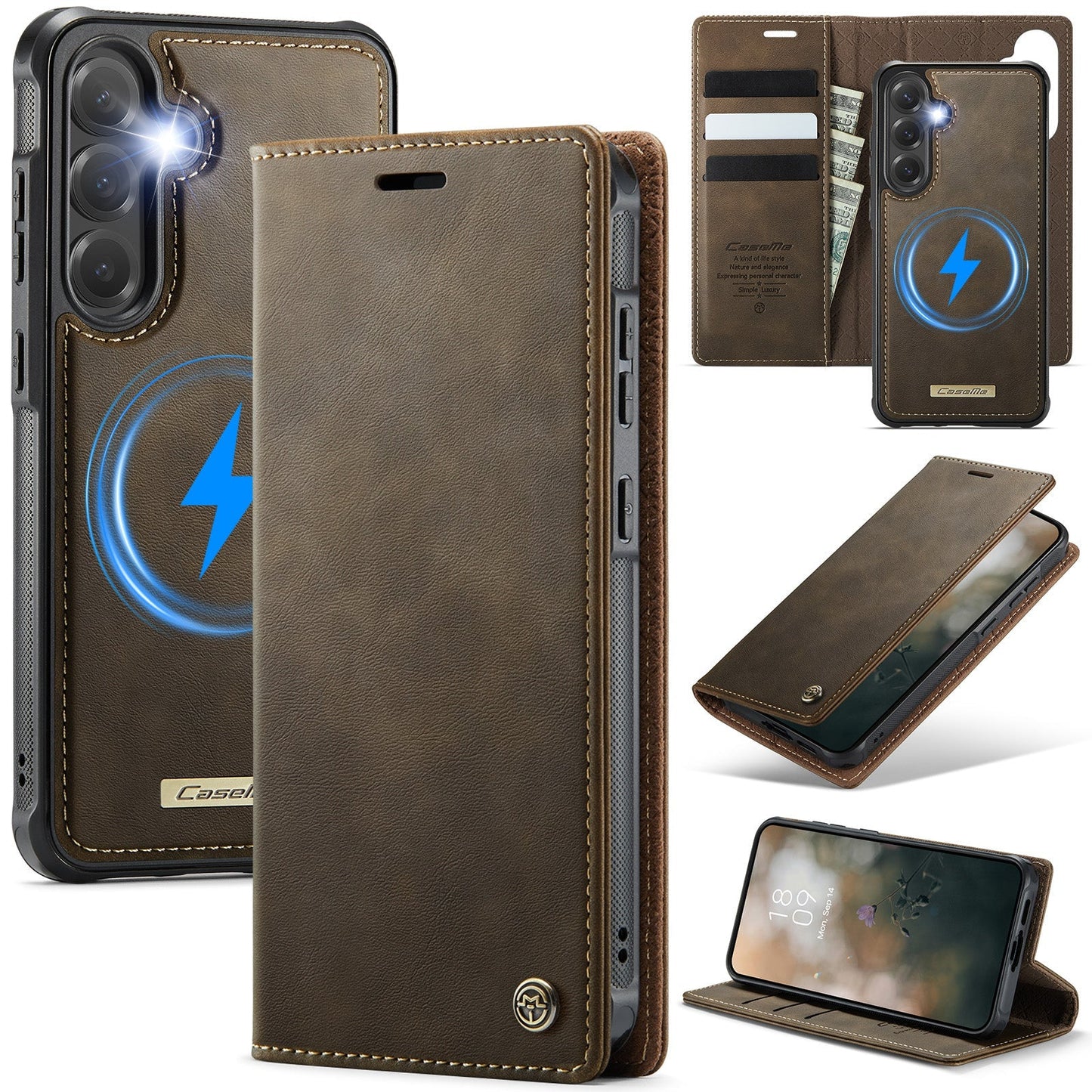 Retro Leather 2-in-1 MagSafe RFID Wallet Phone Case for Samsung Galaxy S24