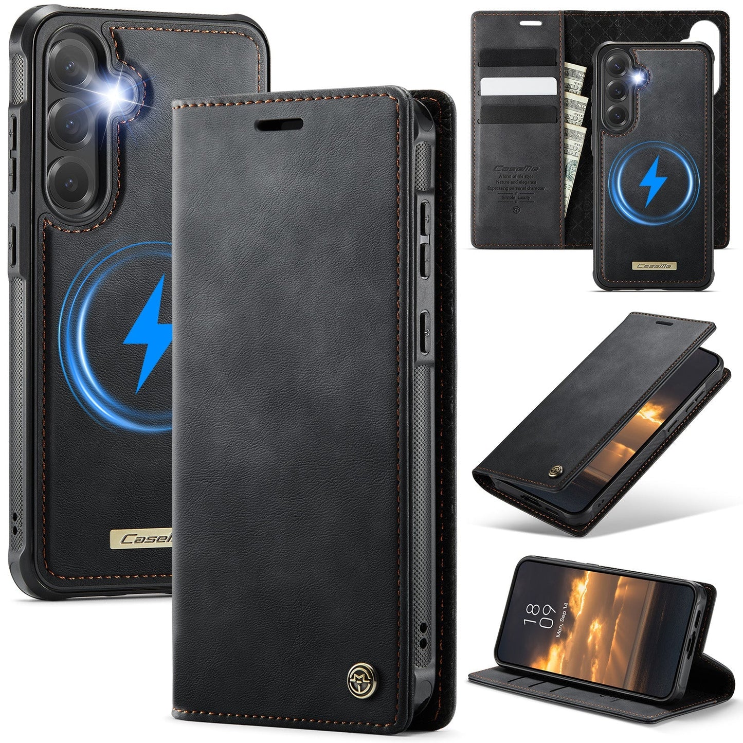 Retro Leather 2-in-1 MagSafe RFID Wallet Phone Case for Samsung Galaxy S25