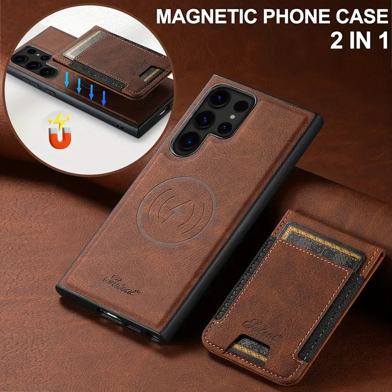 2-in-1 Magnetic Flip Wallet Phone Case for Samsung Galaxy