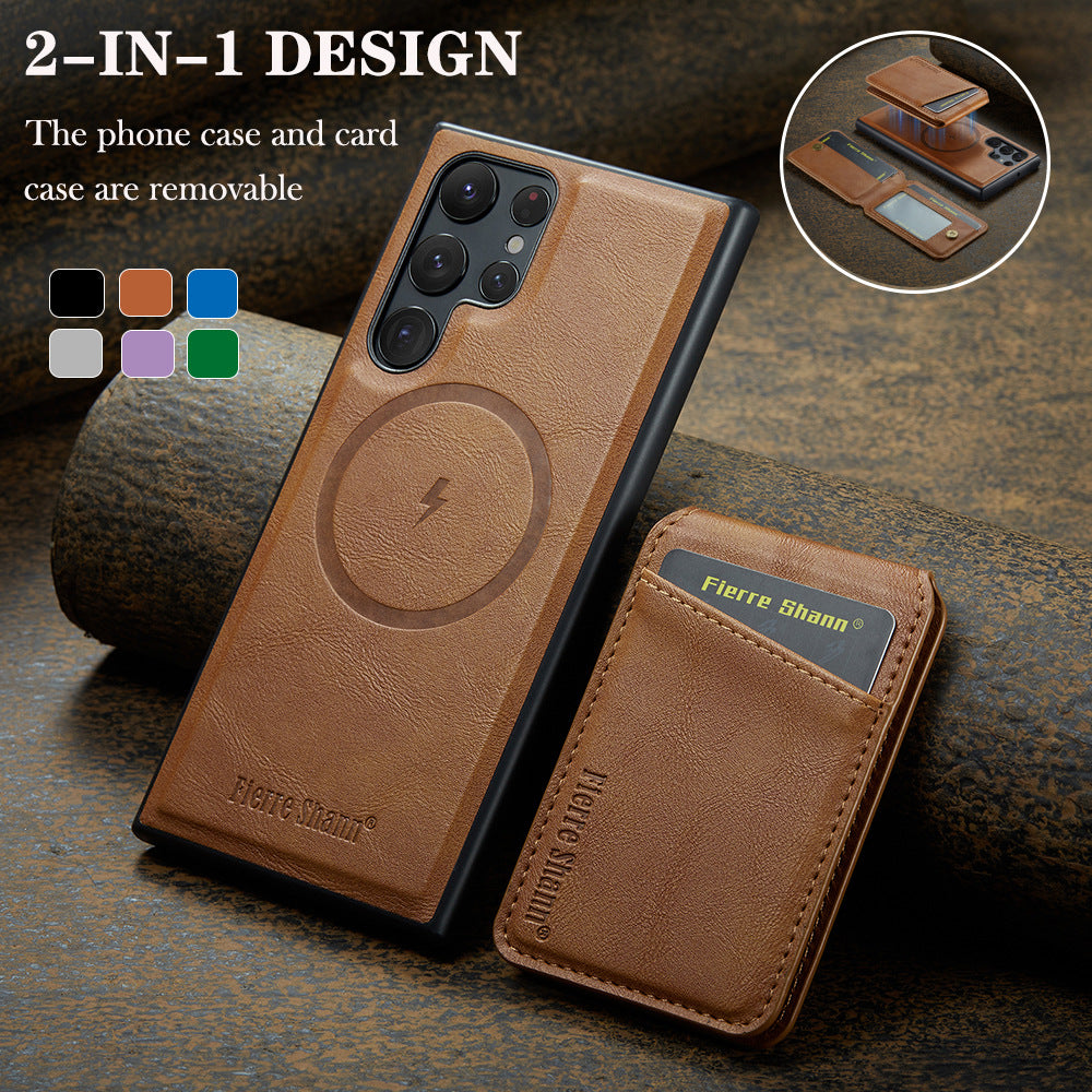 Retro 2 in 1 Magnetic Detachable Leather Wallet Phone Case for Samsung Galaxy