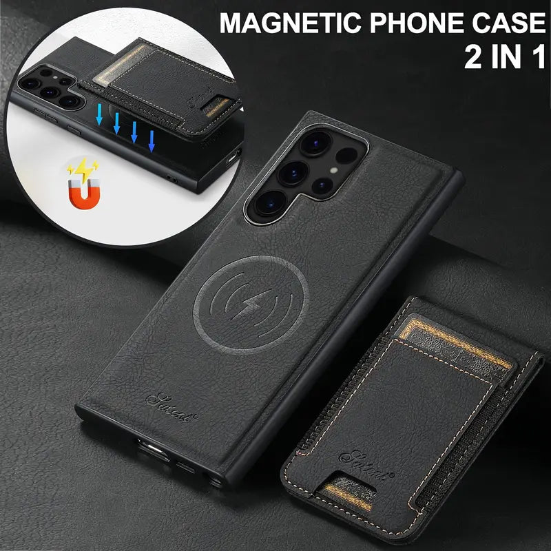 2-in-1 Magnetic Flip Wallet Phone Case for Samsung Galaxy