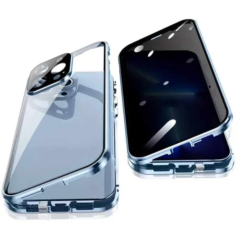 Metal Alloy Magnetic 360° Full Surround Screen HD Anti Peeping Glass Protection Cover Case for iPhone