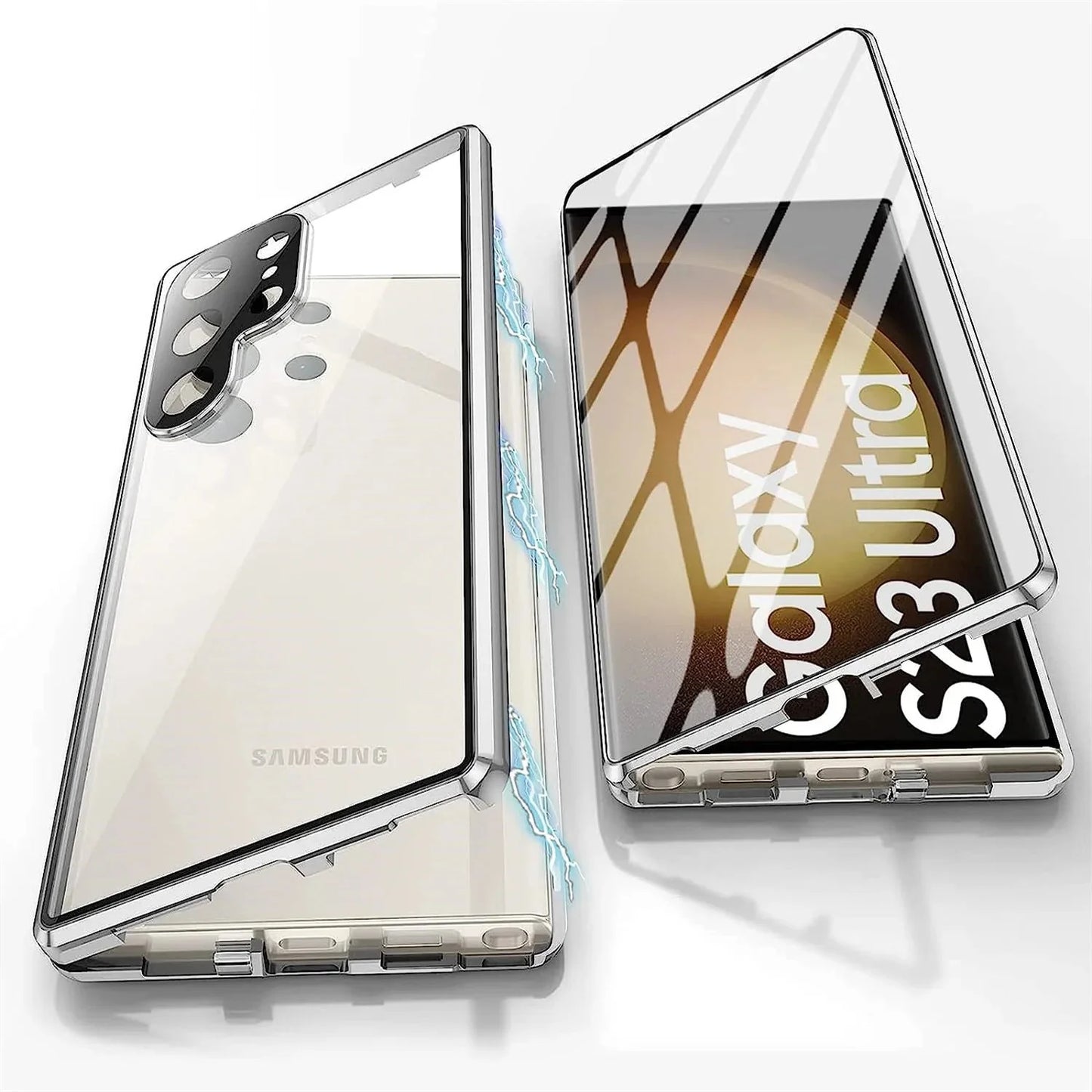 Metal Alloy Magnetic 360° Full Surround Screen HD Anti Peeping Glass Protection Cover Case for Samsung Galaxy