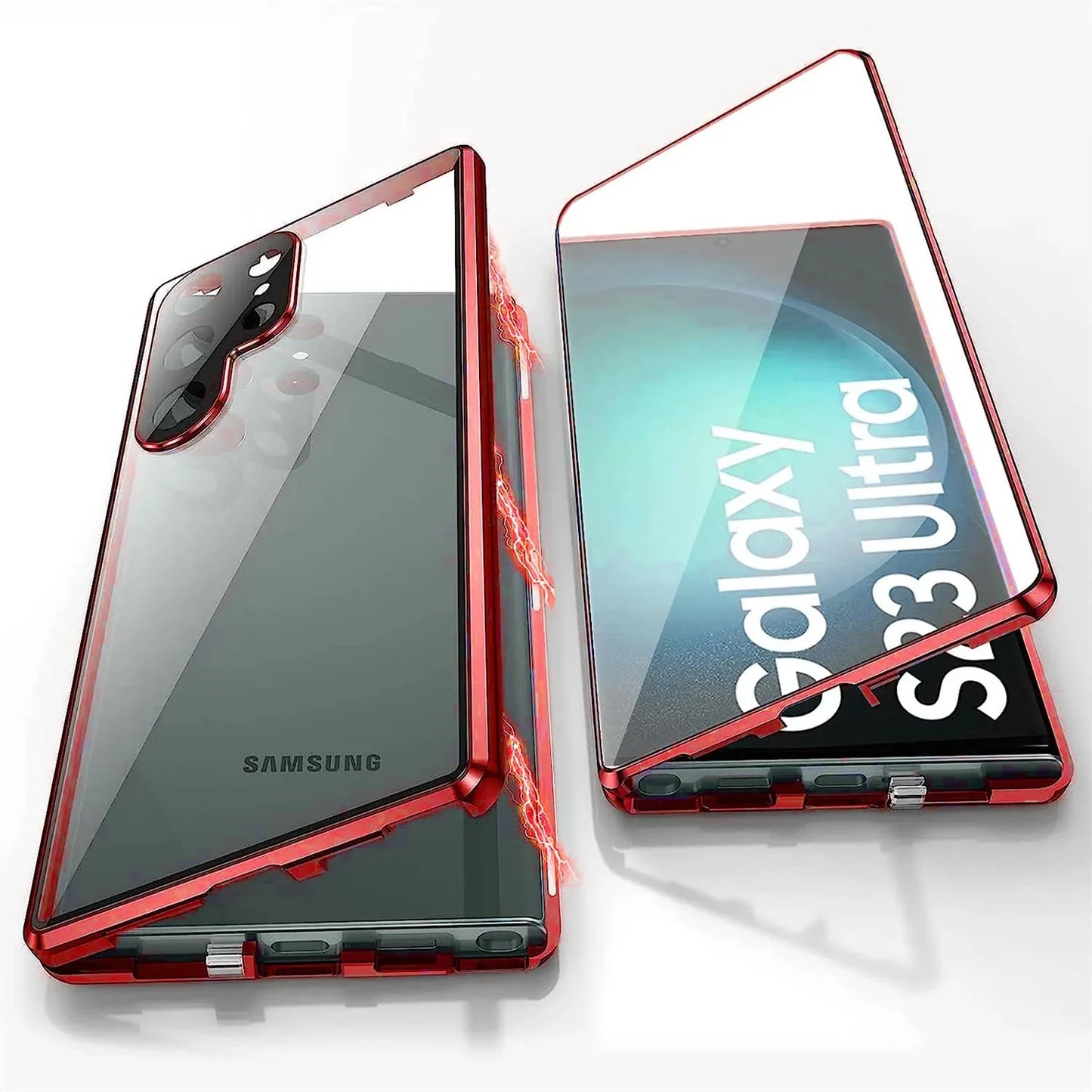 Metal Alloy Magnetic 360° Full Surround Screen HD Anti Peeping Glass Protection Cover Case for Samsung Galaxy