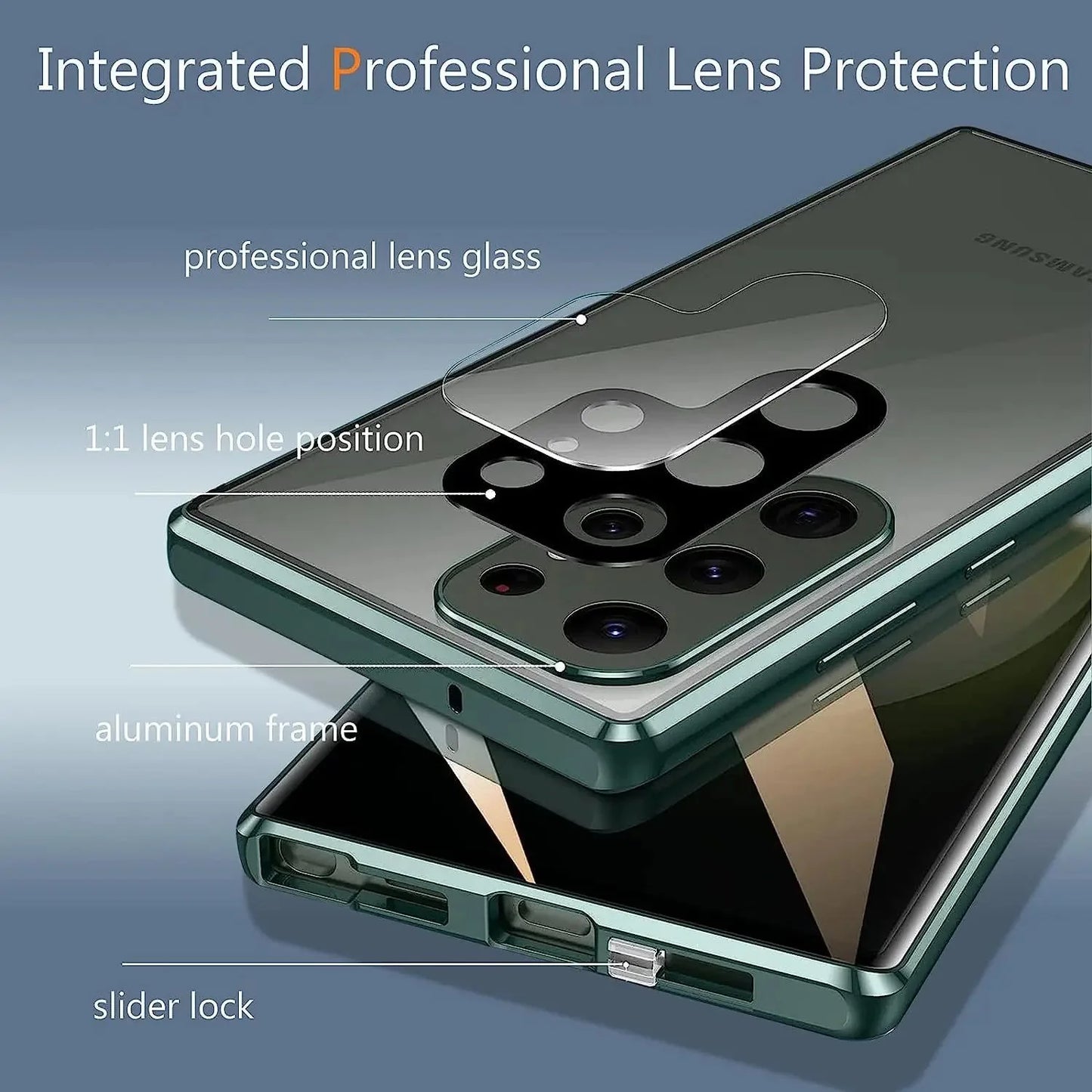 Metal Alloy Magnetic 360° Full Surround Screen HD Anti Peeping Glass Protection Cover Case for Samsung Galaxy