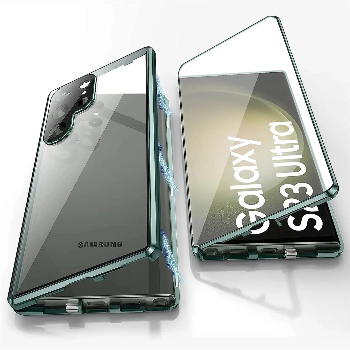 Metal Alloy Magnetic 360° Full Surround Screen HD Anti Peeping Glass Protection Cover Case for Samsung Galaxy