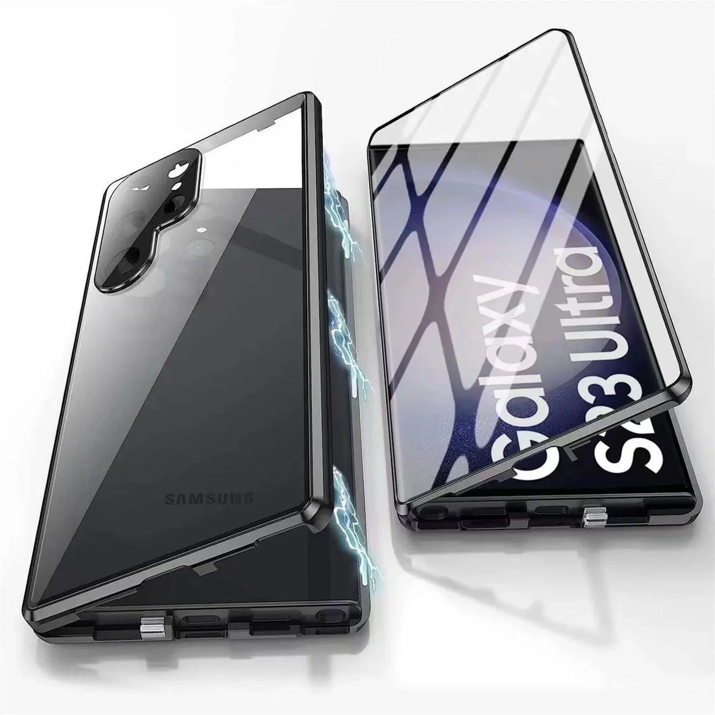 Metal Alloy Magnetic 360° Full Surround Screen HD Anti Peeping Glass Protection Cover Case for Samsung Galaxy