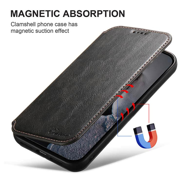 Leather Wallet MagSafe Phone Case for iPhone