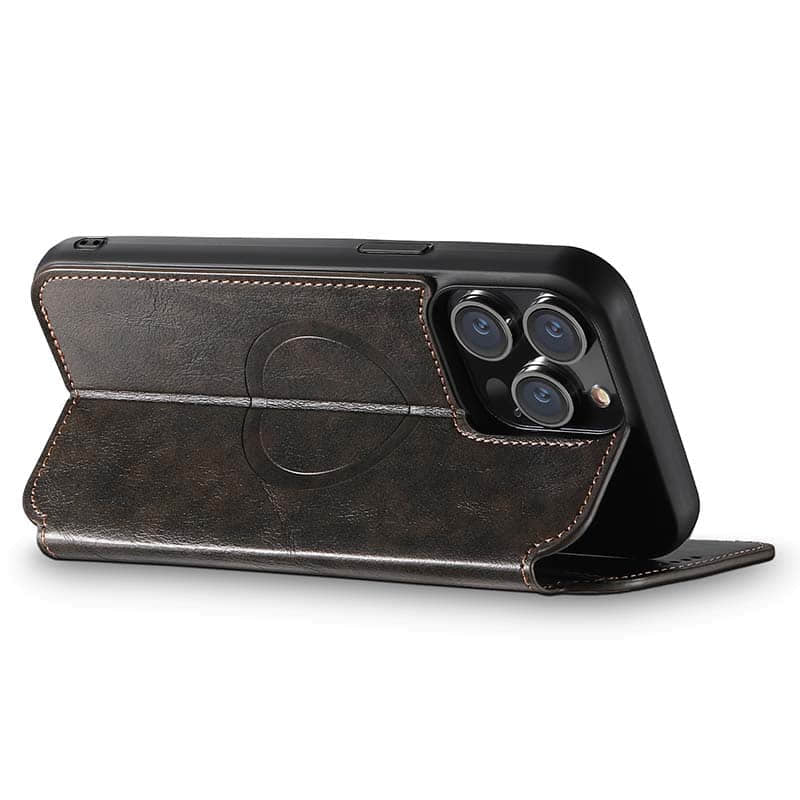 Leather Wallet MagSafe Phone Case for iPhone