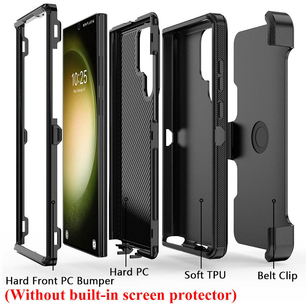 Hybrid Rugged Hard Phone Case + Belt Clip for Samsung Galaxy