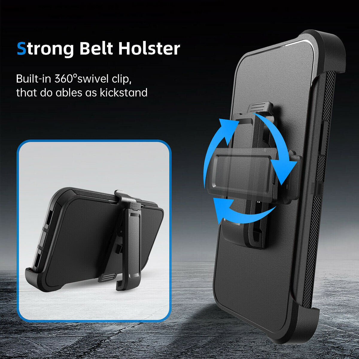 Hybrid Rugged Hard Phone Case + Belt Clip for Samsung Galaxy