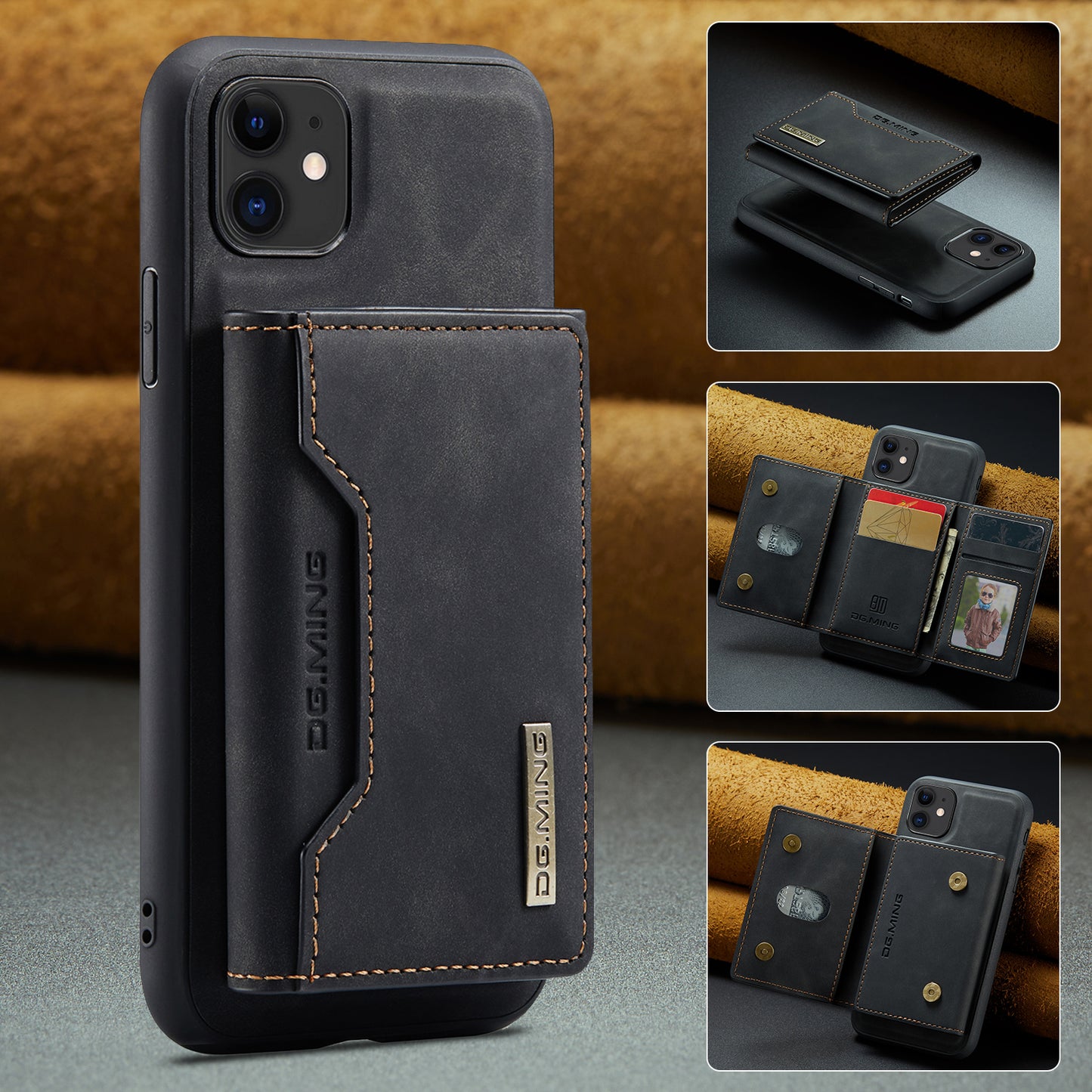 2 in 1 abnehmbare Brieftasche aus Leder für das iPhone