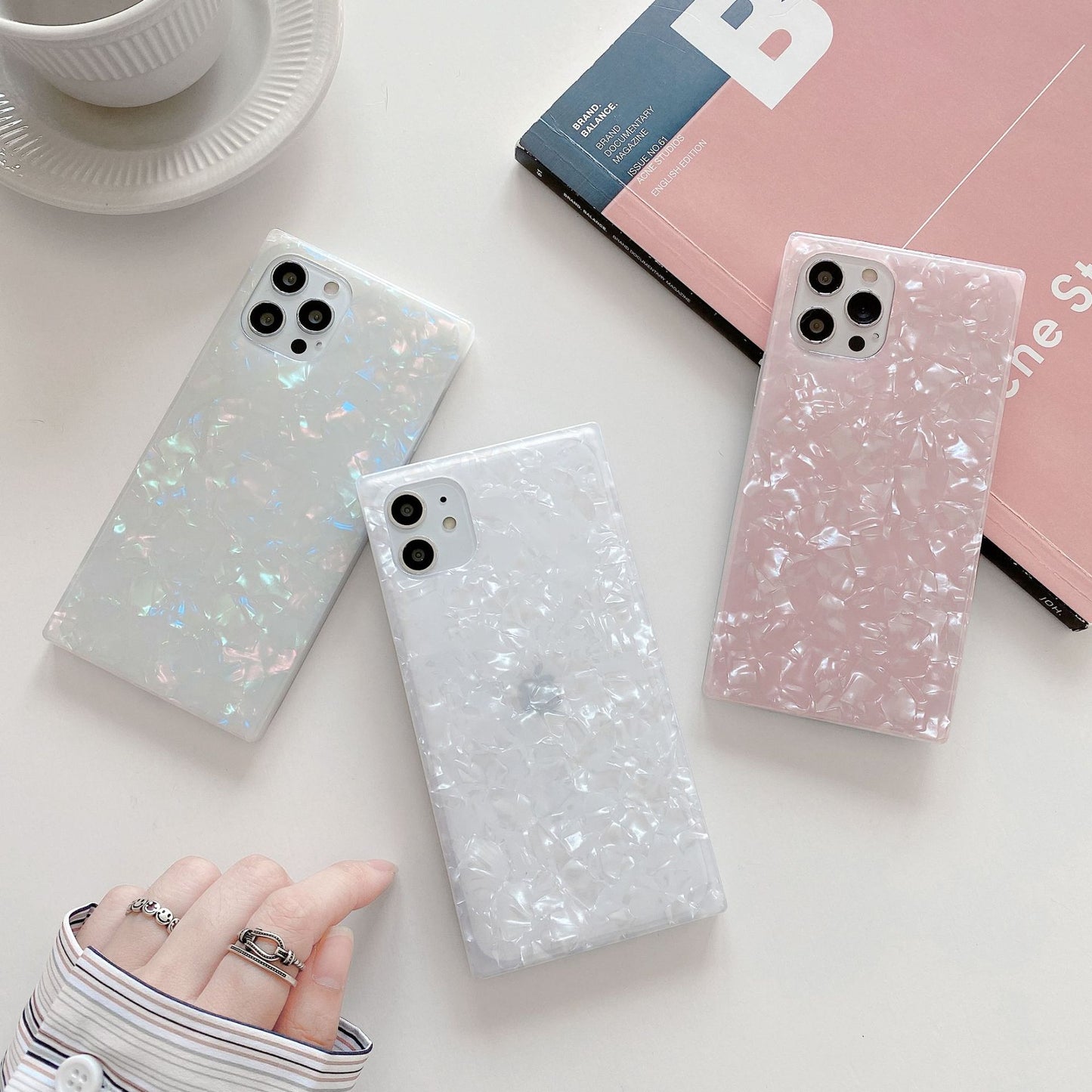 Solid Color Shell Pattern Soft Case For iPhone