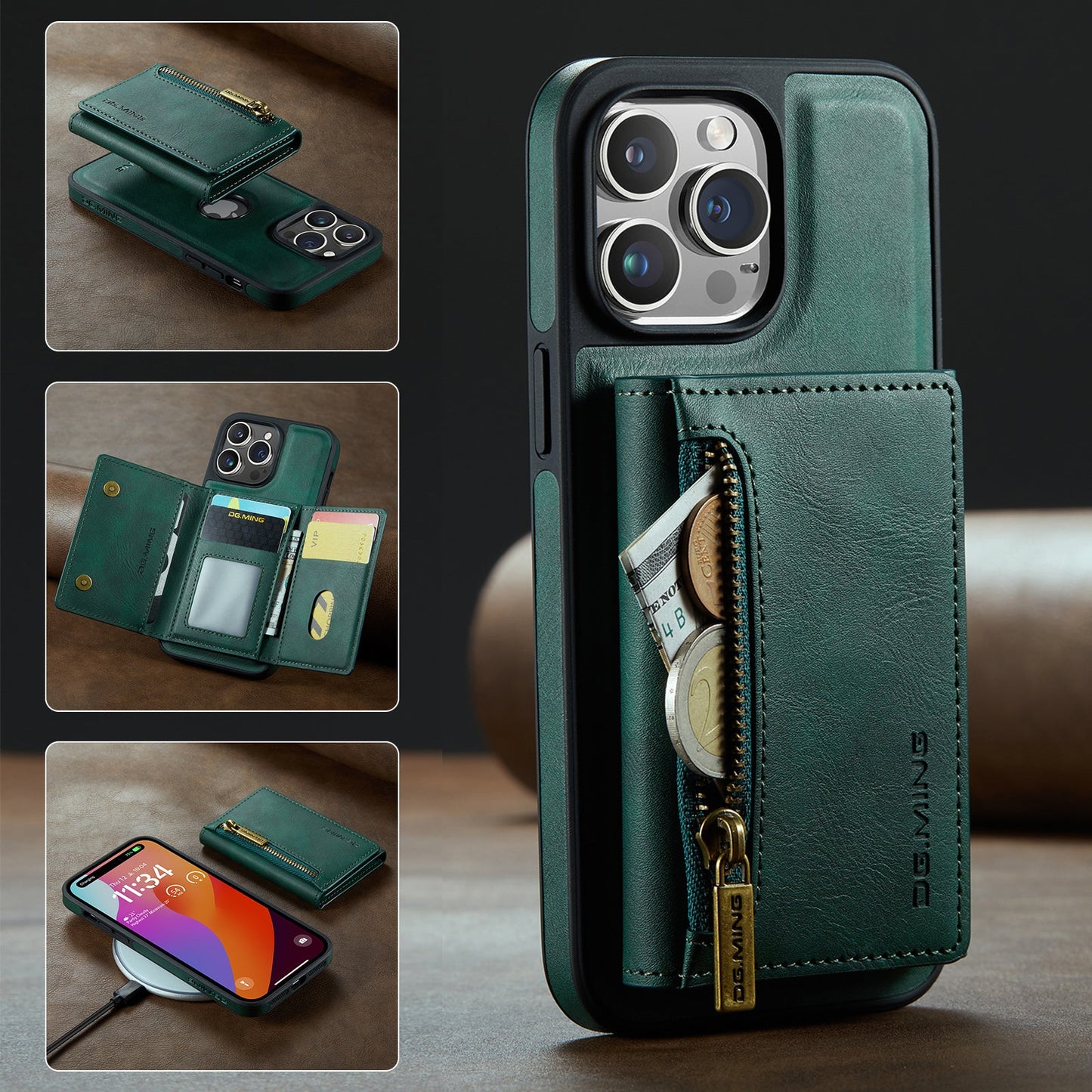 2 in 1 Retro Magnetic Wallet Case for iPhone