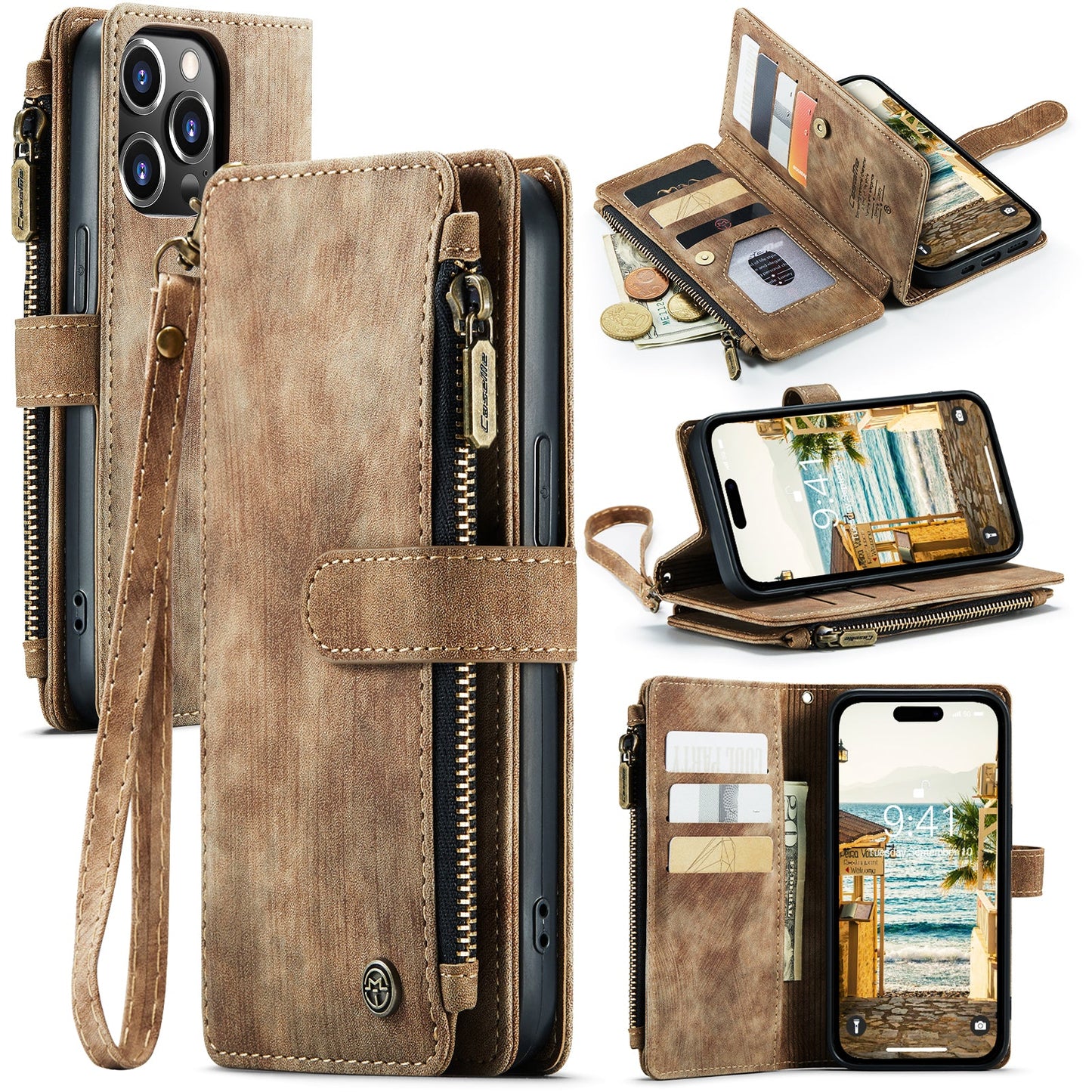 3-in-1 Functionality Durable Wallet  Case for iPhone